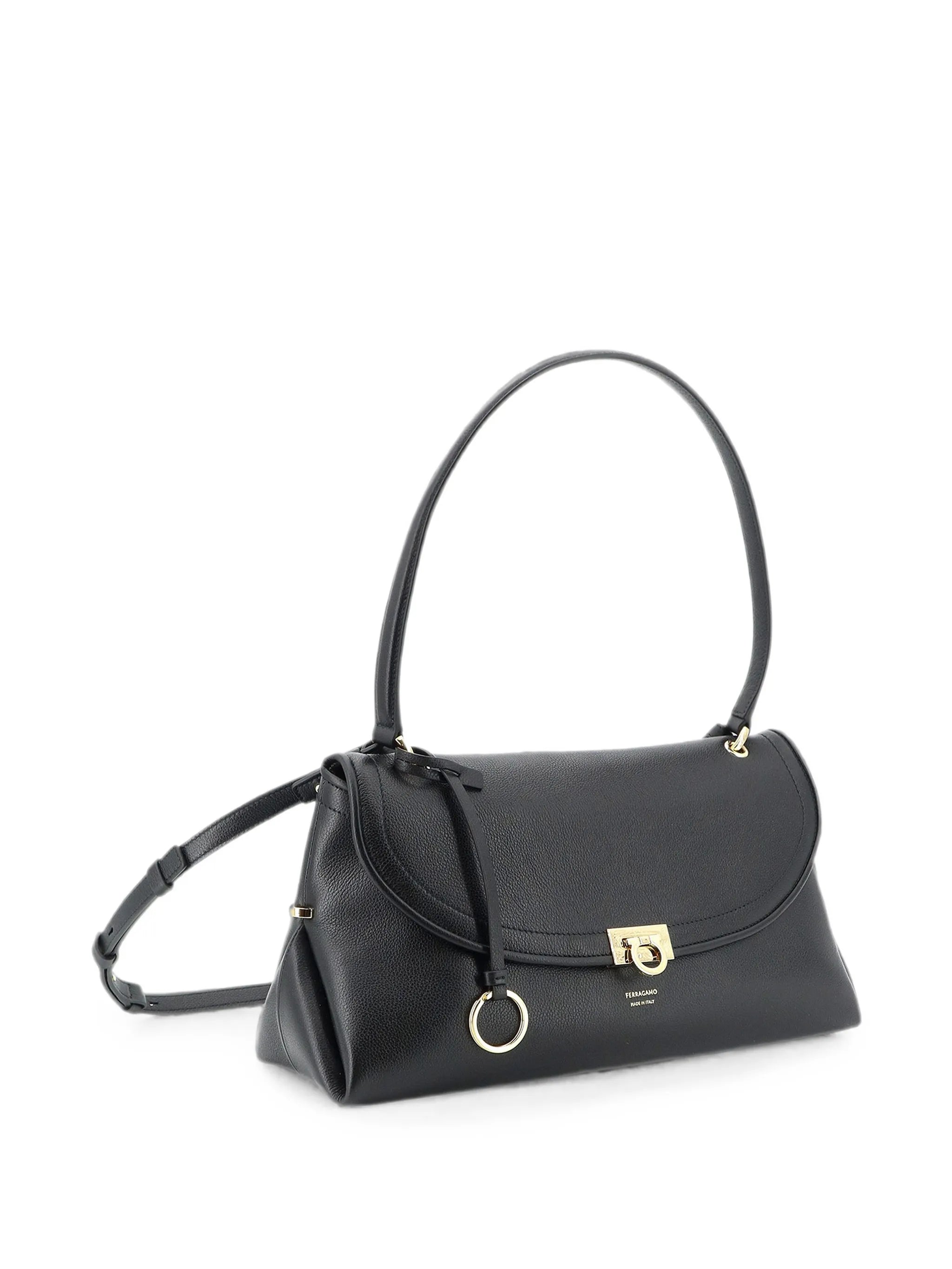 Gancini pebbled-leather shoulder bag