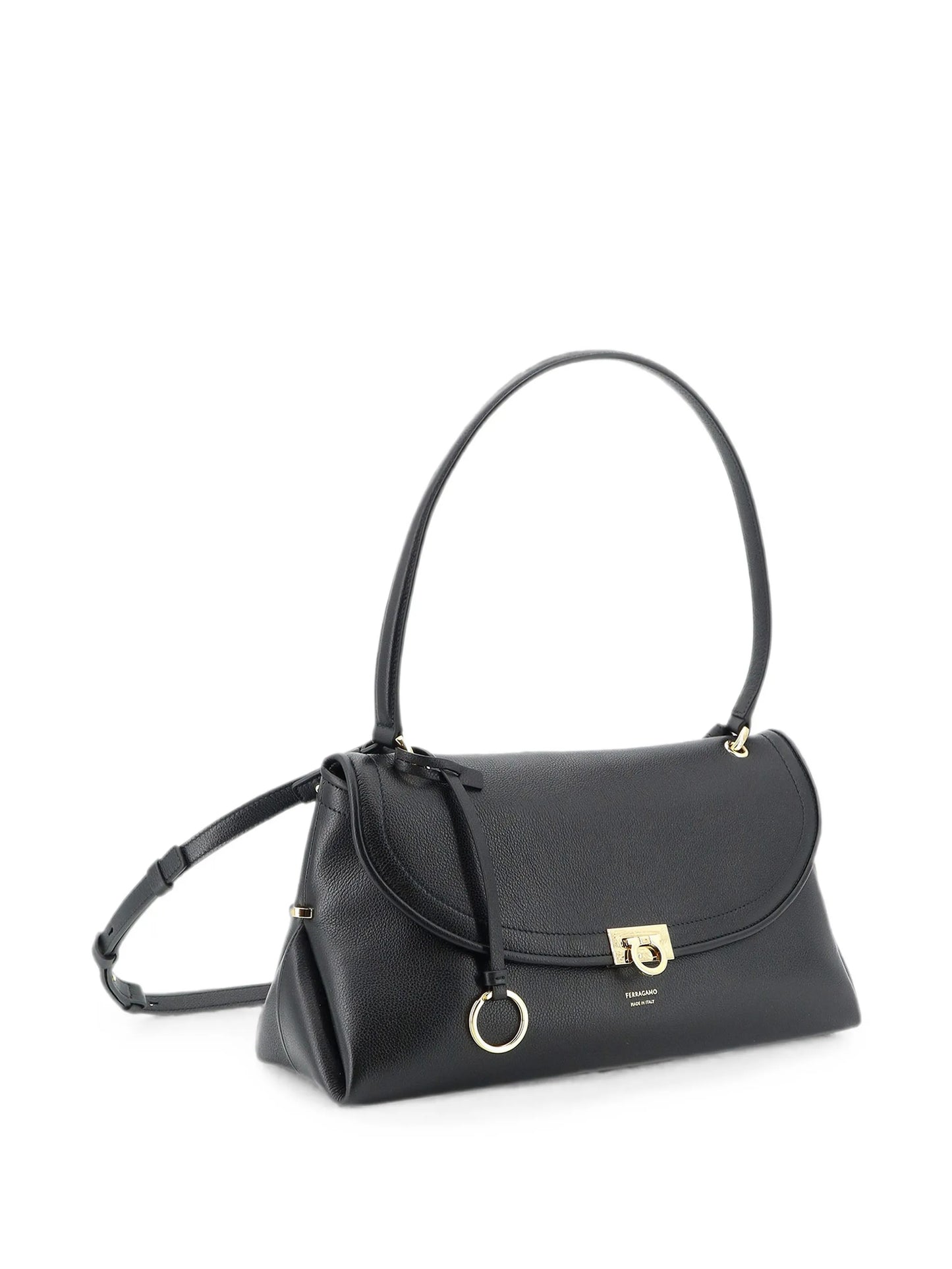 Gancini pebbled-leather shoulder bag