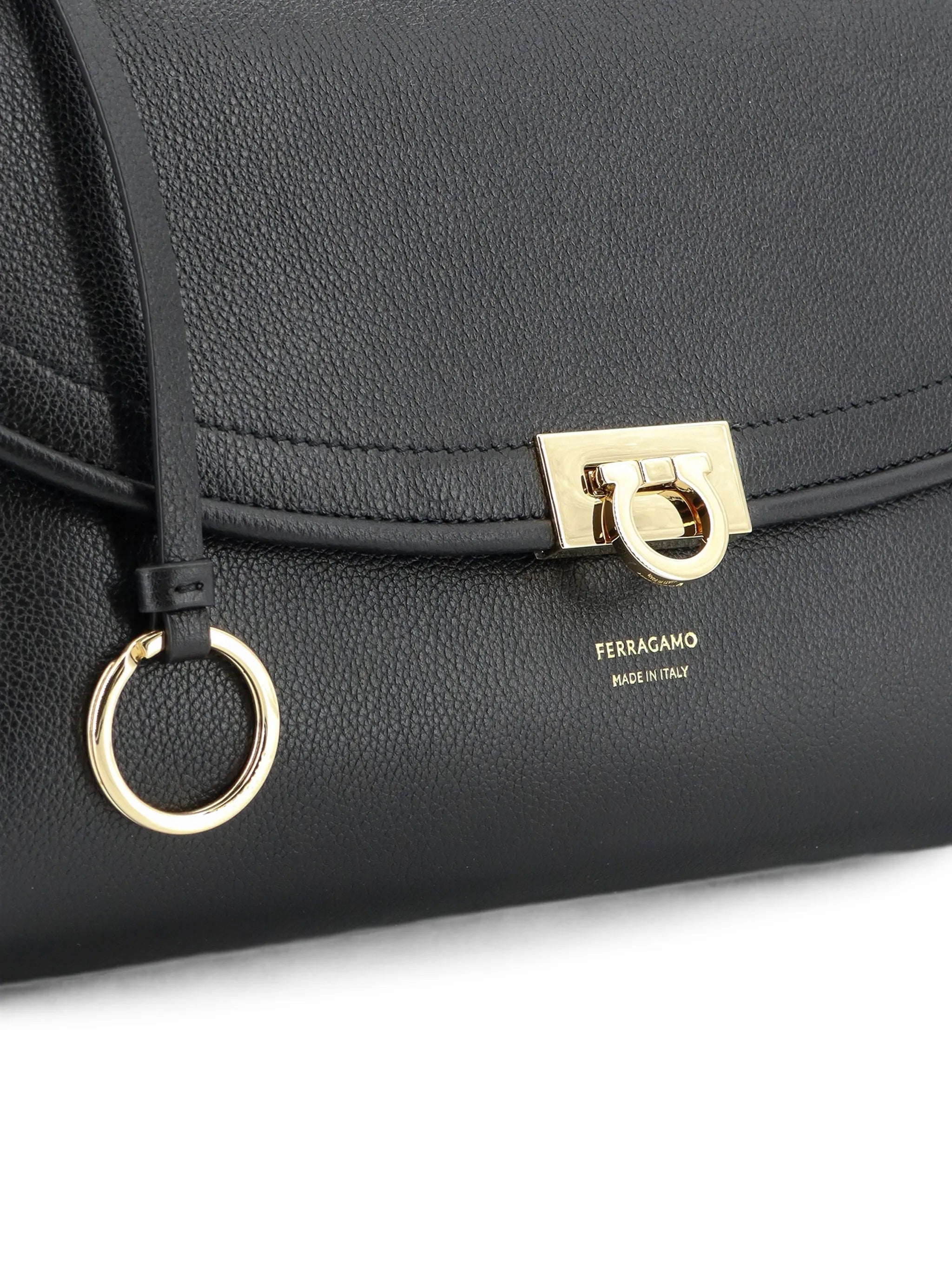 Gancini pebbled-leather shoulder bag
