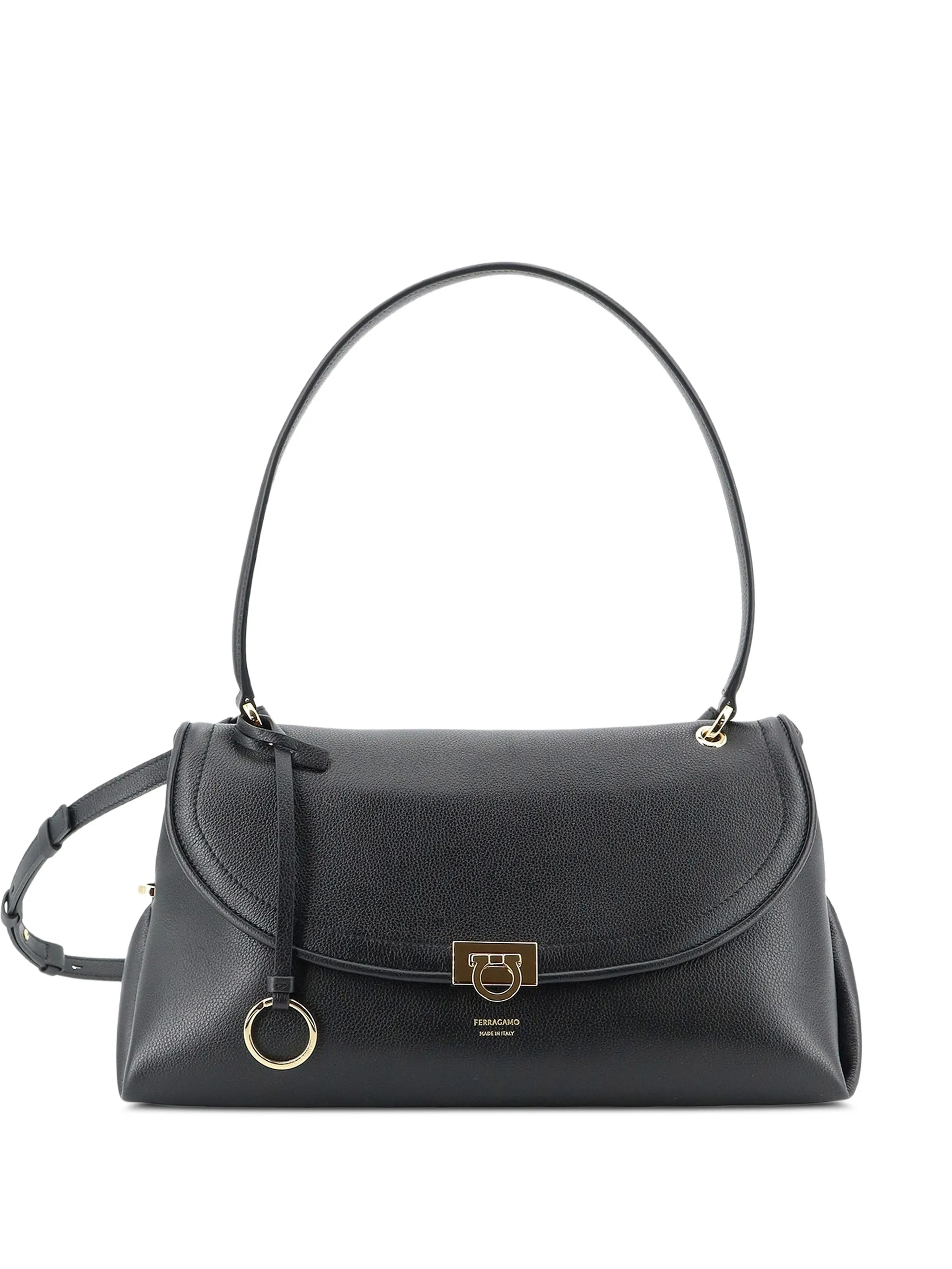 Gancini pebbled-leather shoulder bag