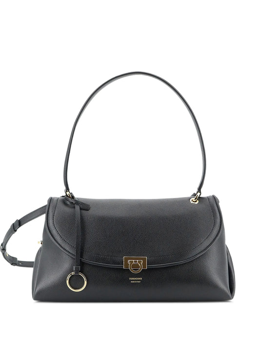 Gancini pebbled-leather shoulder bag