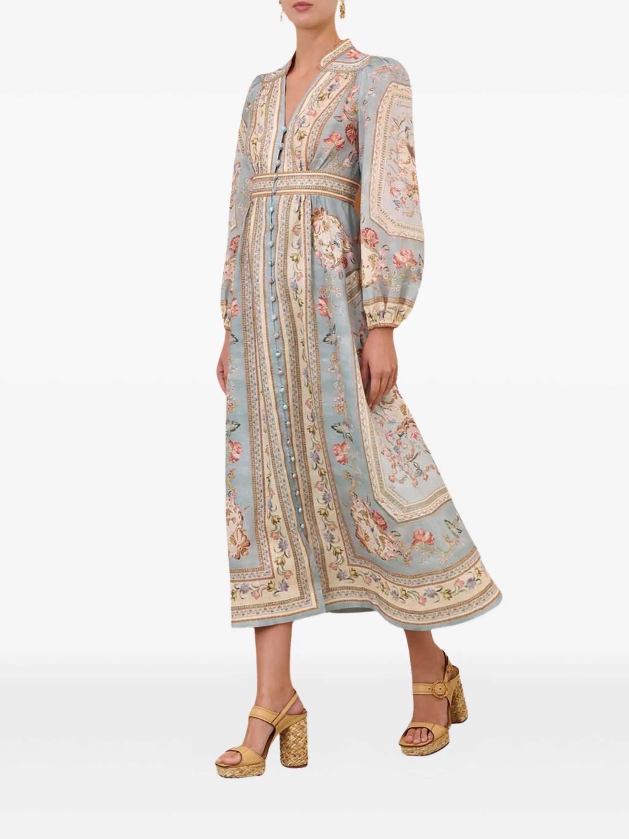Roselight plunge midi dress