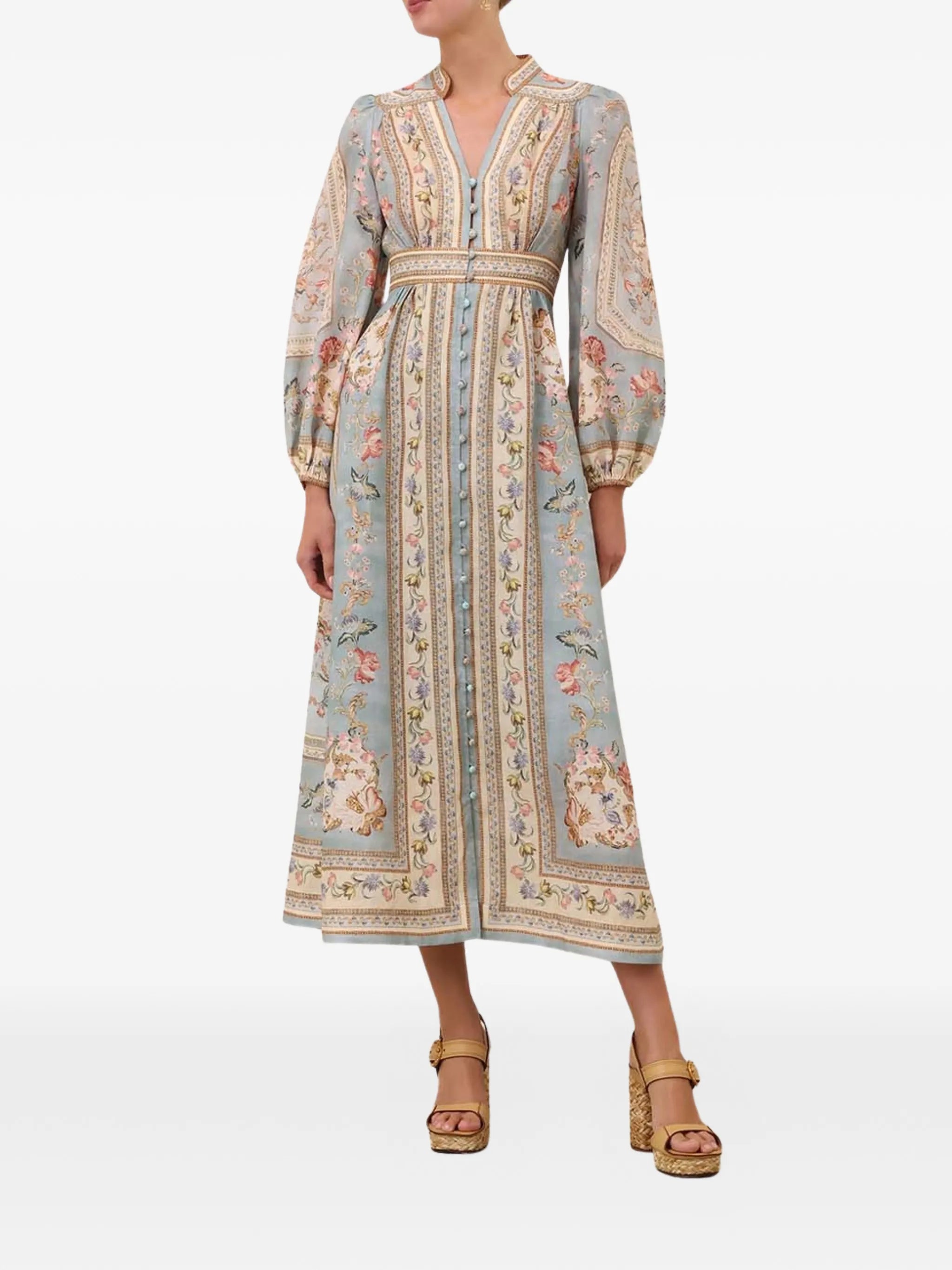 Roselight plunge midi dress