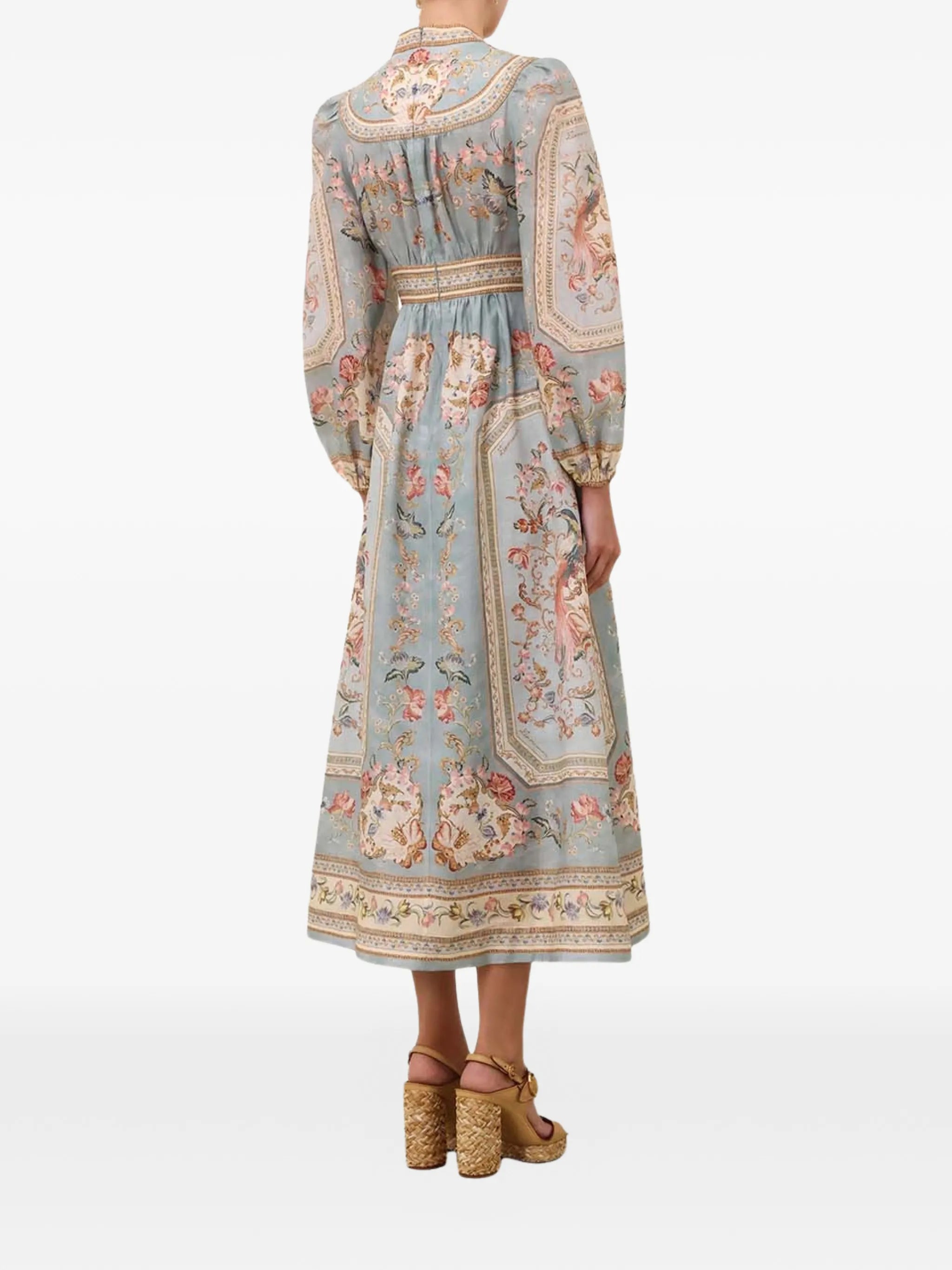 Roselight plunge midi dress