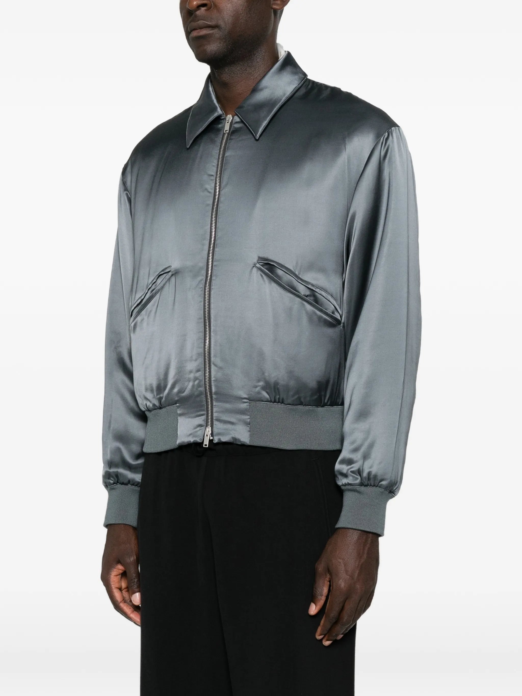 Aces satin bomber jacket
