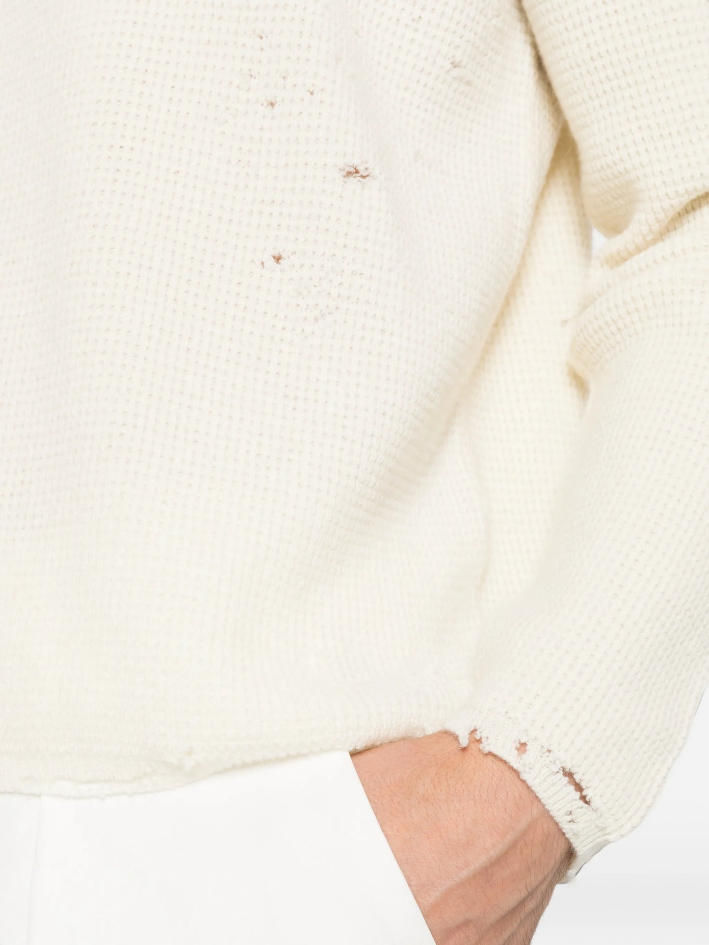 Friends distressed waffle-knit sweater
