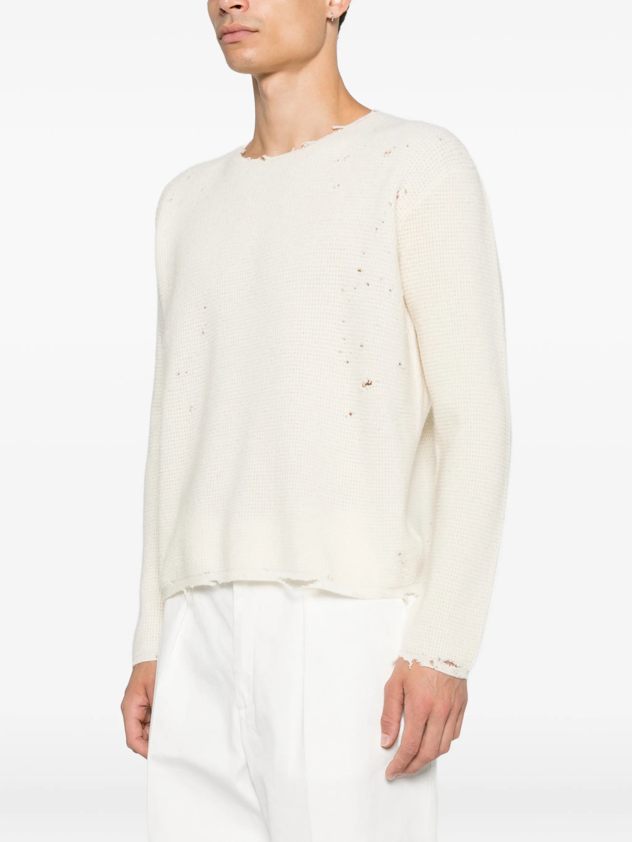 Friends distressed waffle-knit sweater