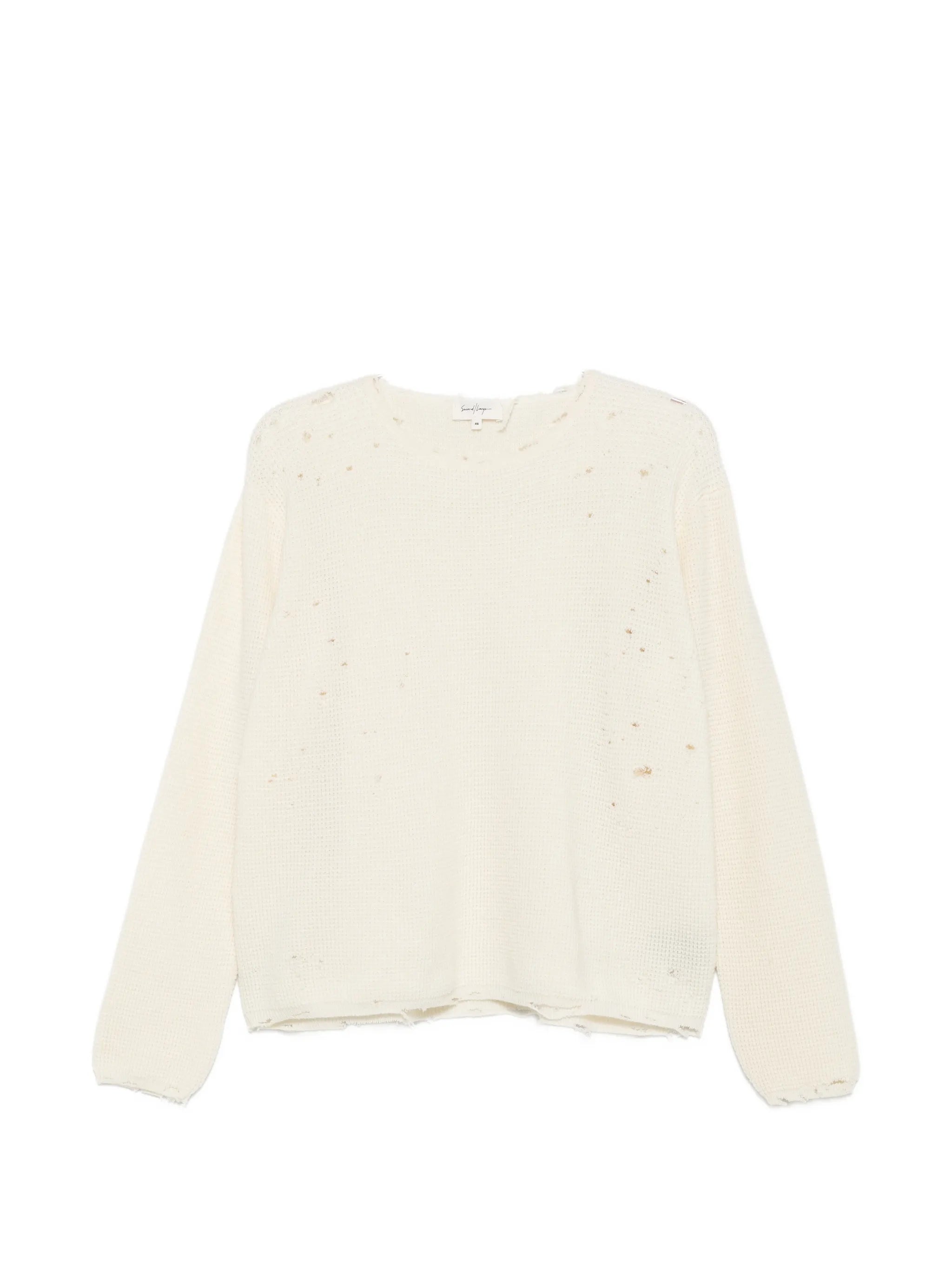 Friends distressed waffle-knit sweater