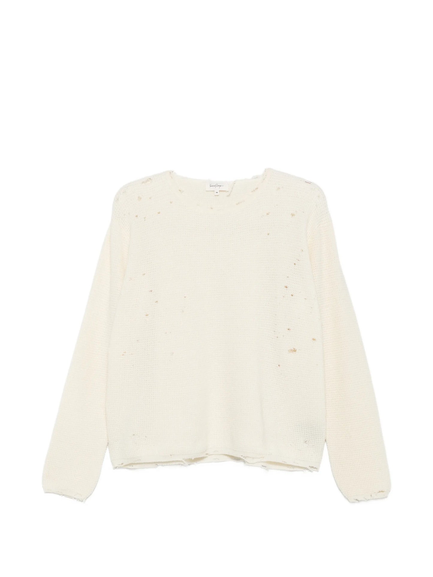Friends distressed waffle-knit sweater