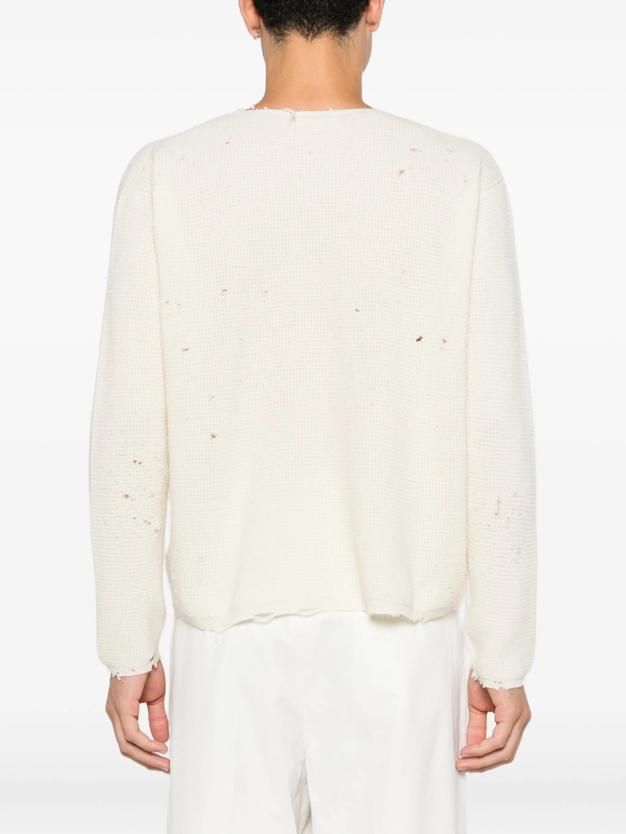 Friends distressed waffle-knit sweater