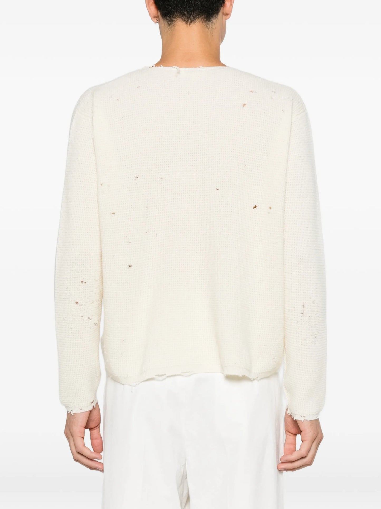 Friends distressed waffle-knit sweater