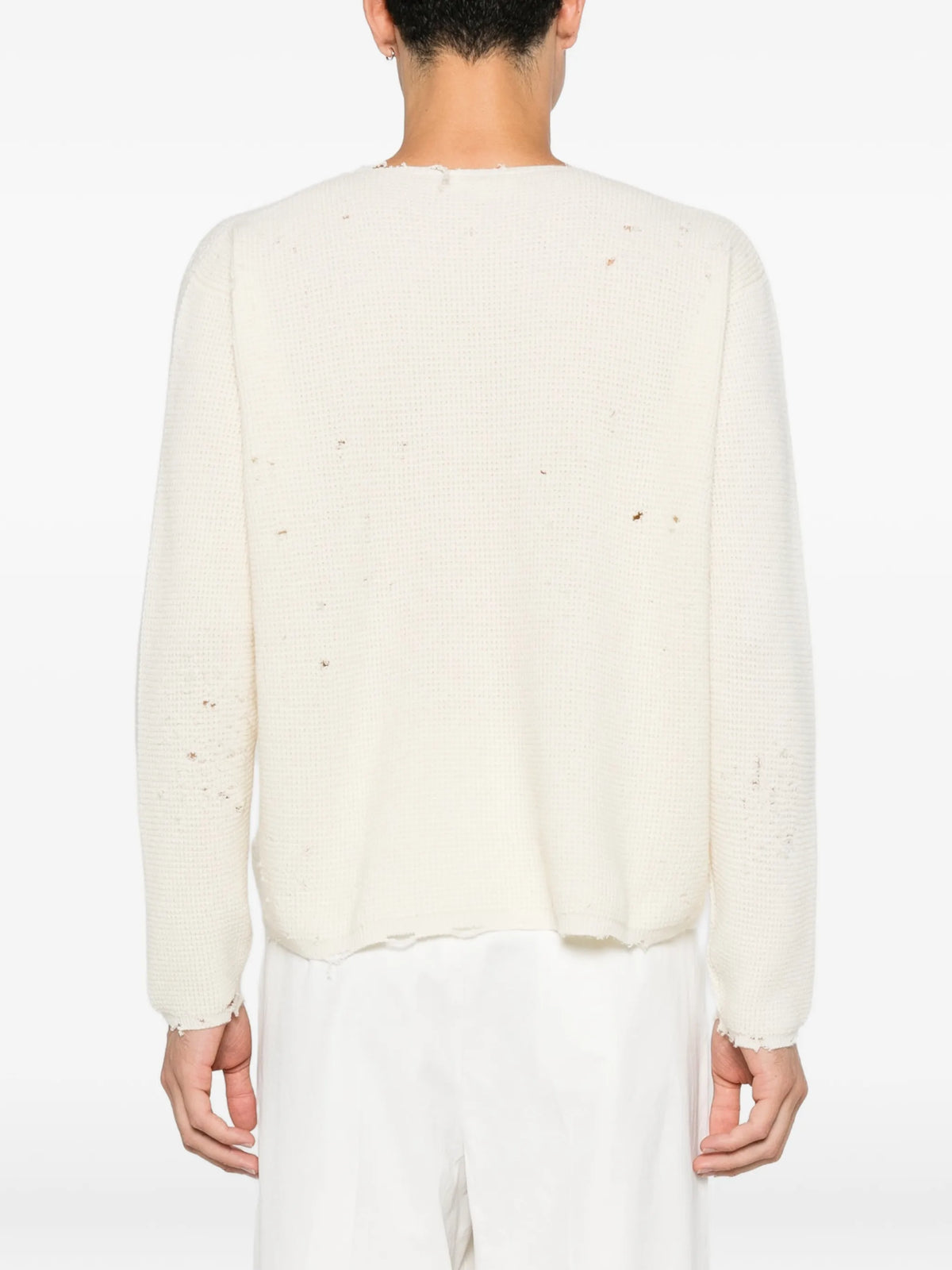 Friends distressed waffle-knit sweater