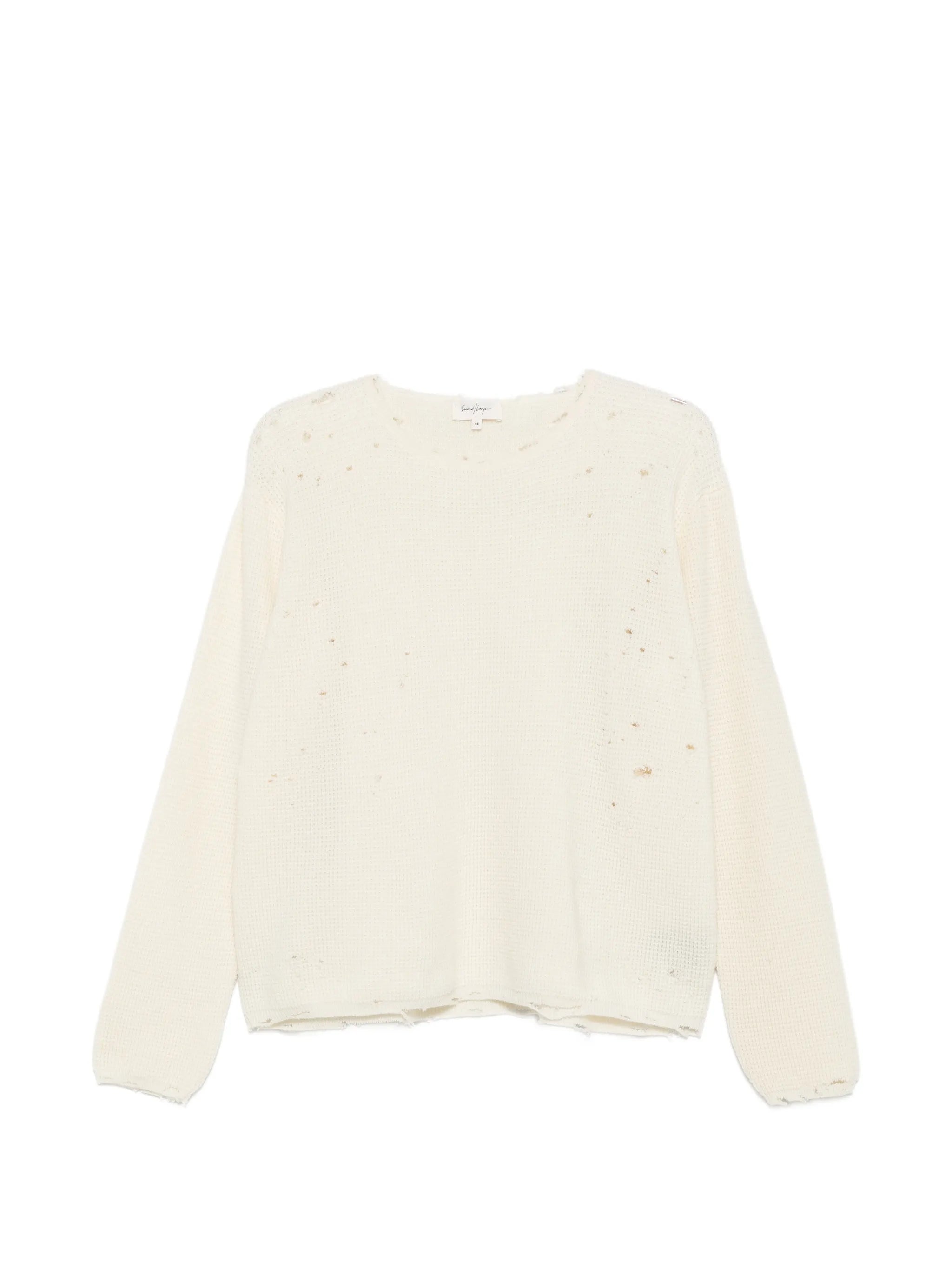 Friends distressed waffle-knit sweater