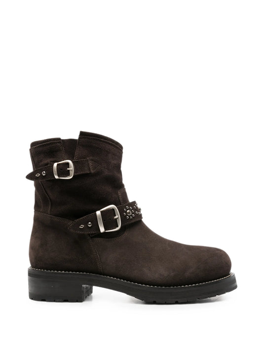 buckled studded boots