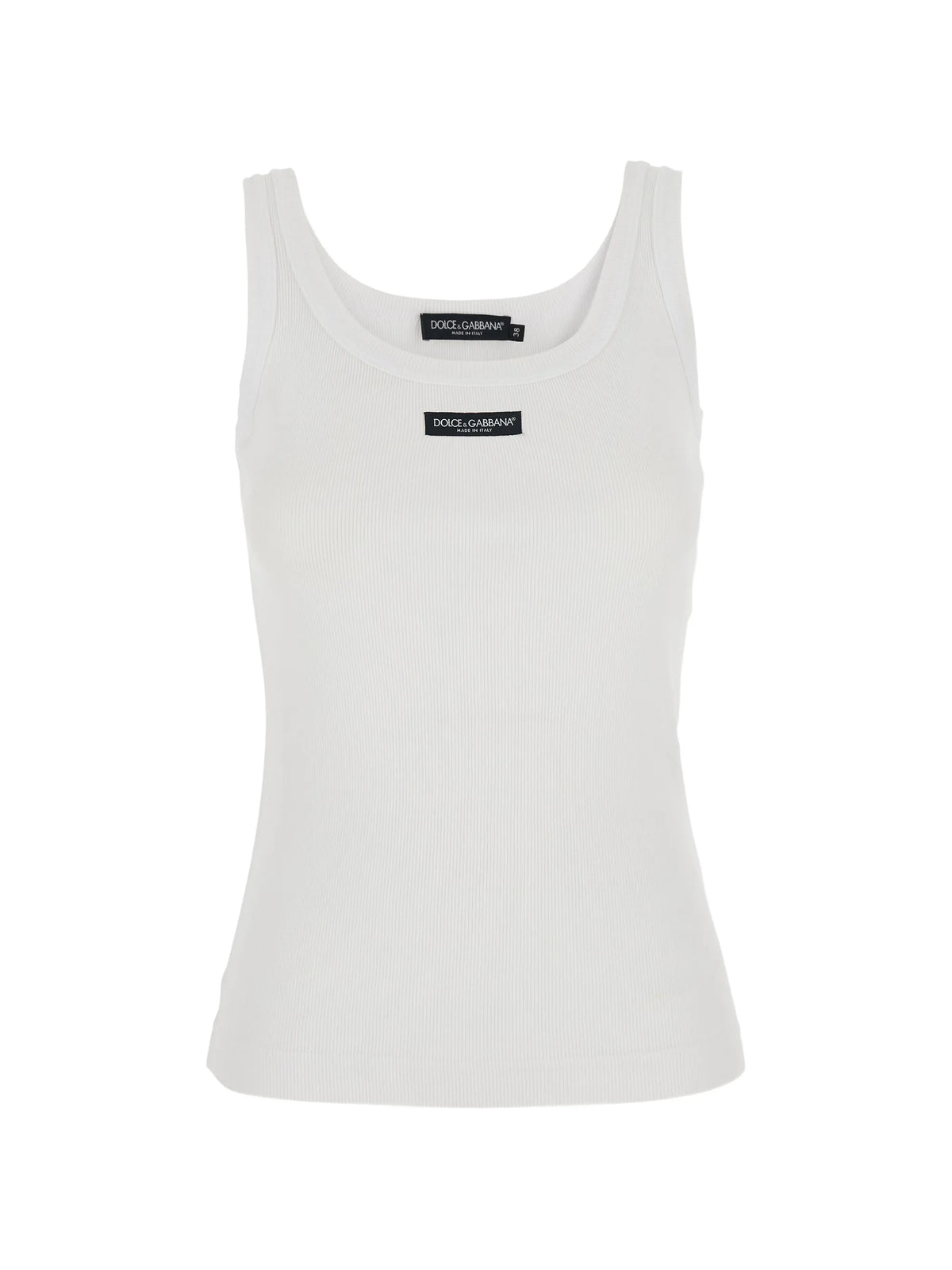 logo-patch ribbed-knit tank top