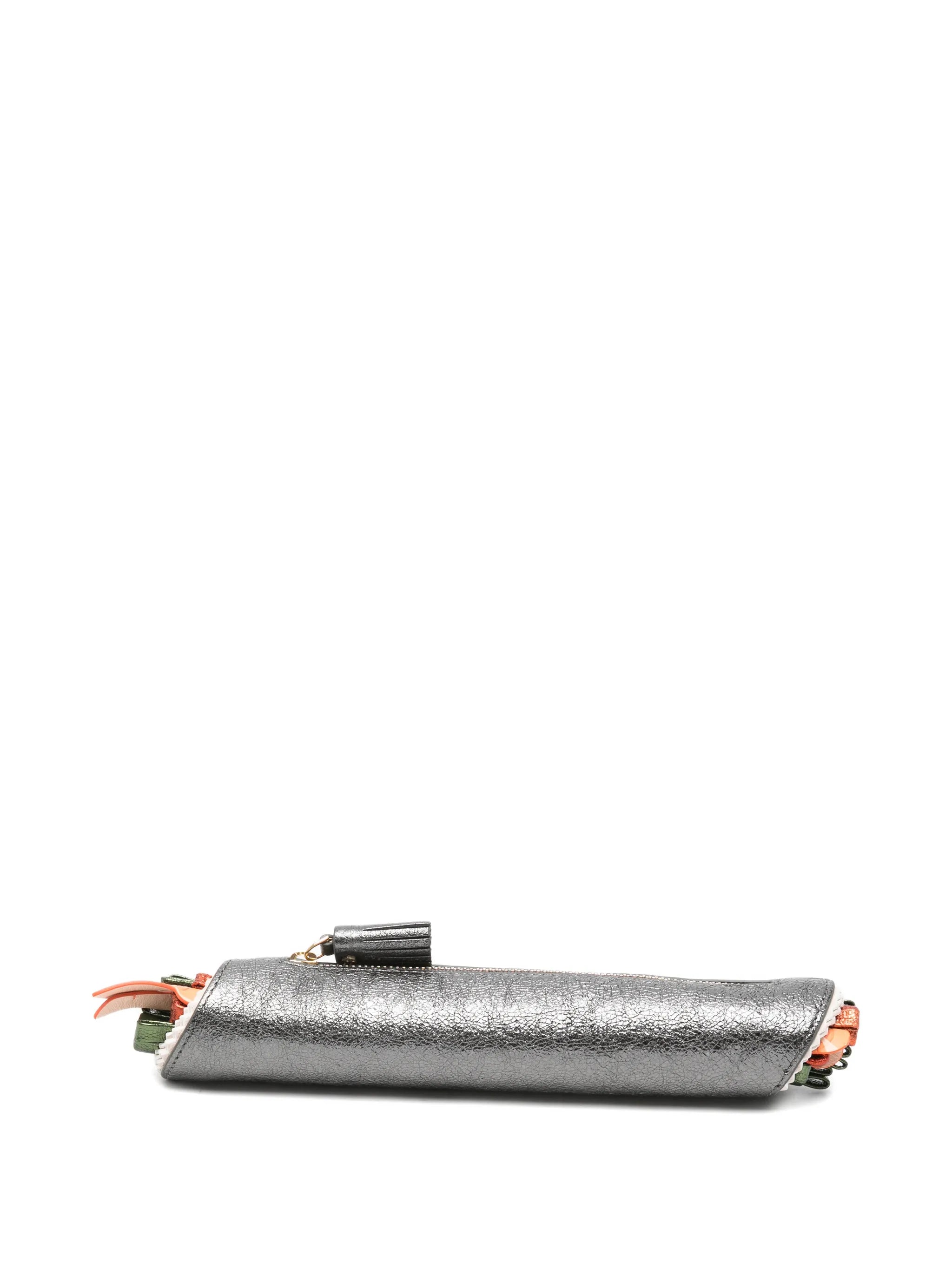 sushi pencil case - capra leather in metallic anthracite grey