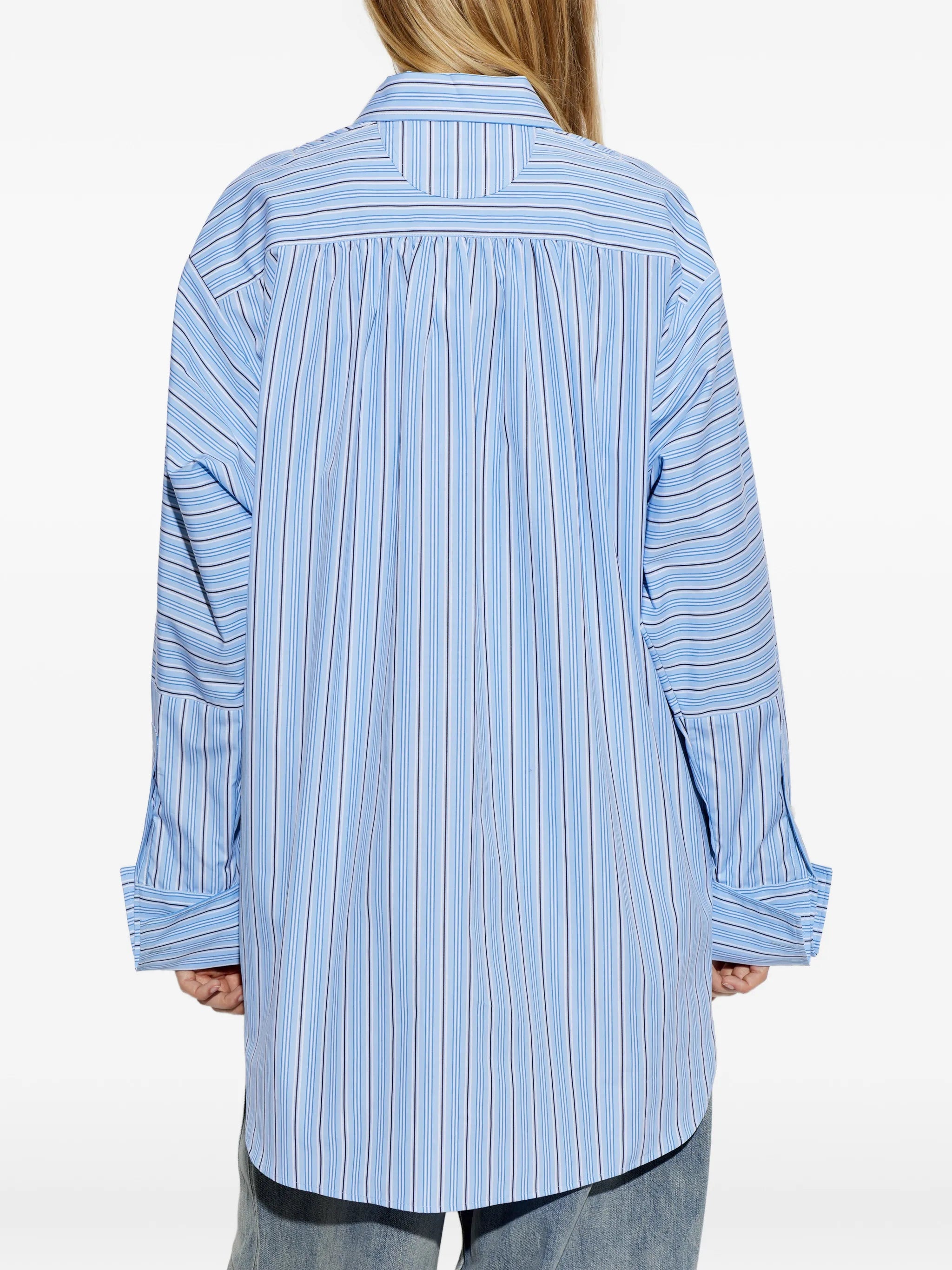 stripe-pattern oversized mini dress