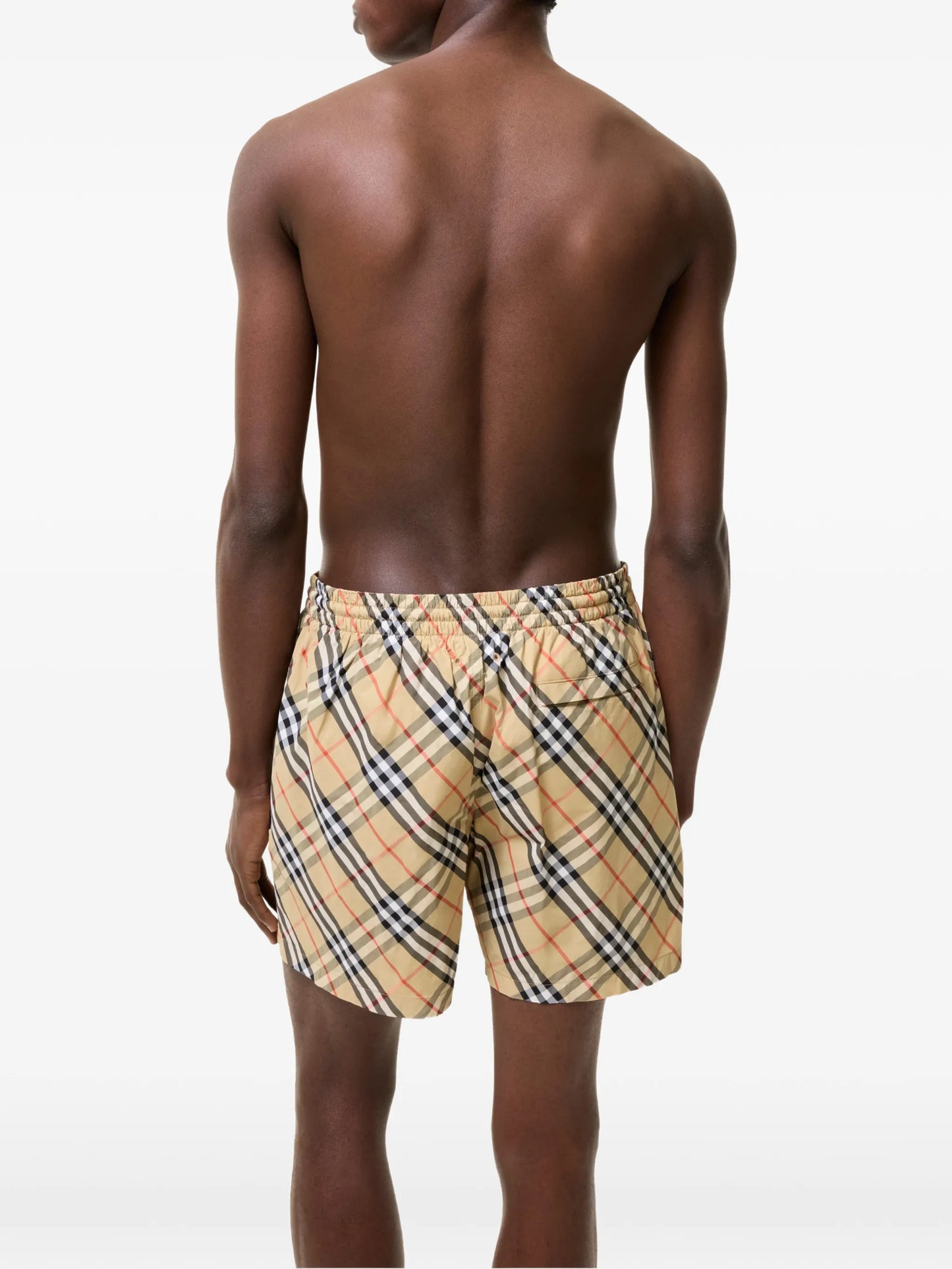 check-pattern swim shorts