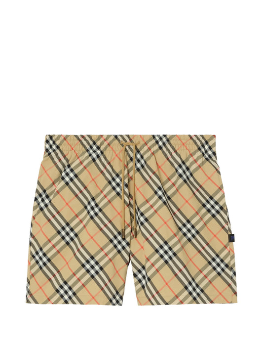 check-pattern swim shorts