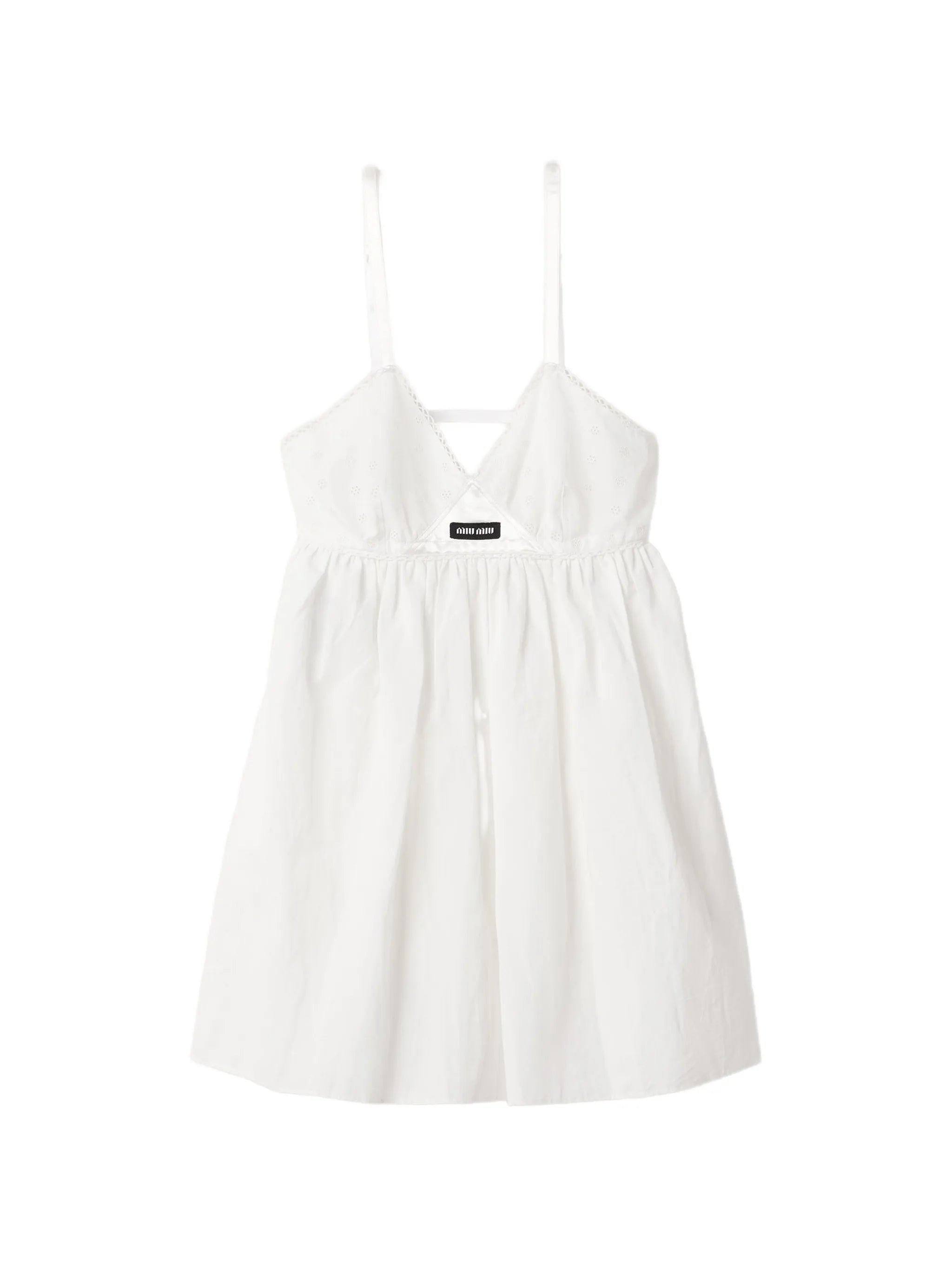 slubbed poplin and eyelet lace mini-dress