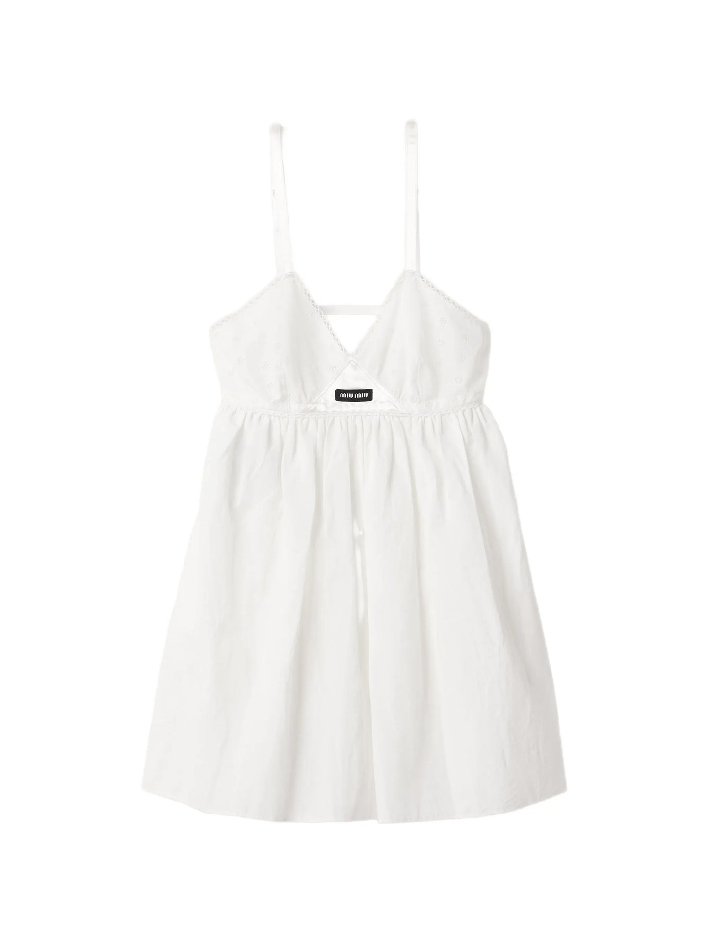slubbed poplin and eyelet lace mini-dress