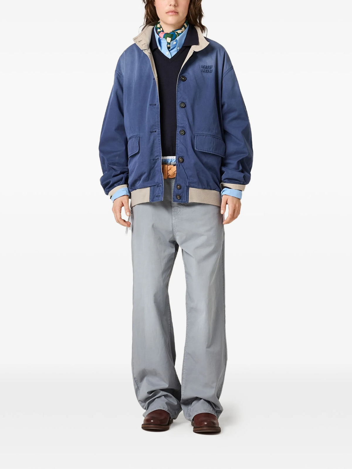 old washed twill blouson jacket