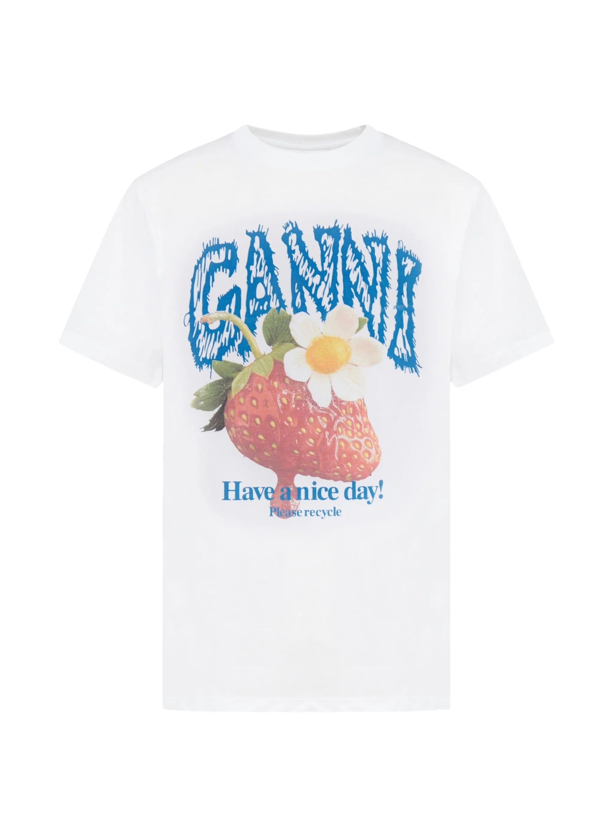 strawberry-print T-shirt