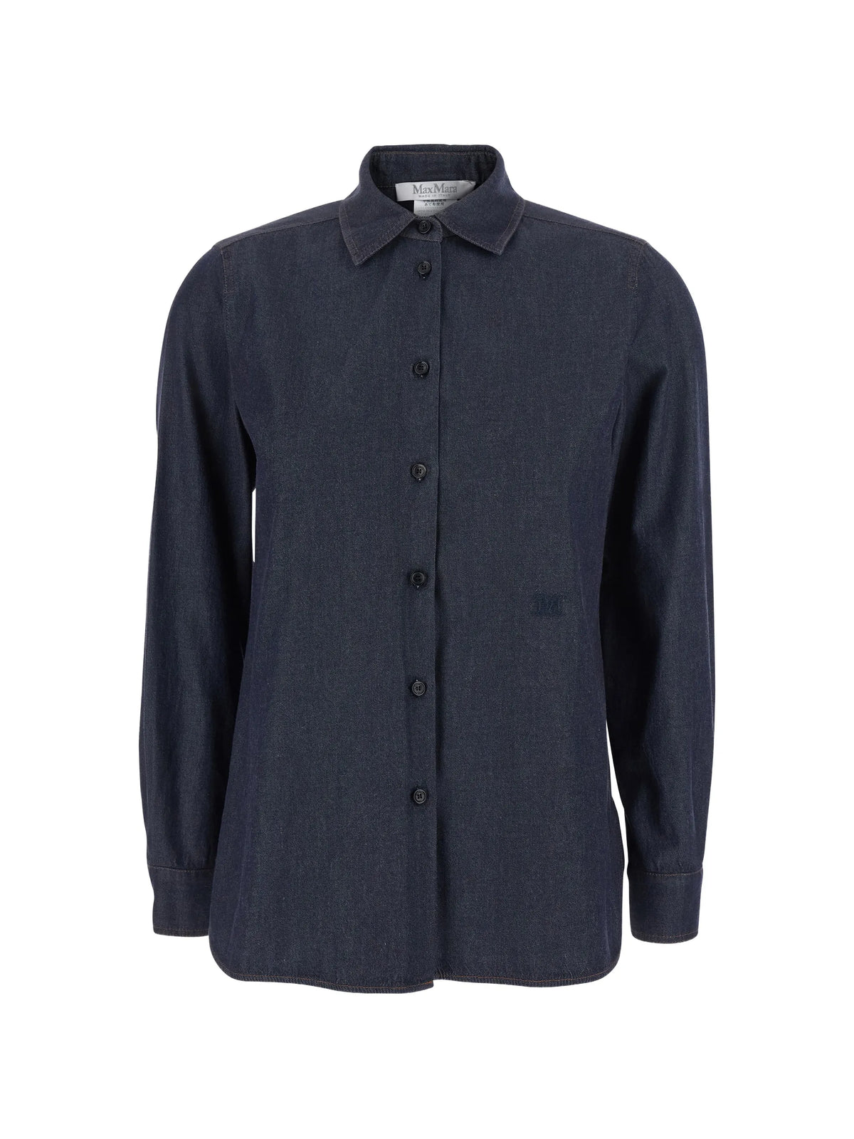 logo-embroidered denim shirt