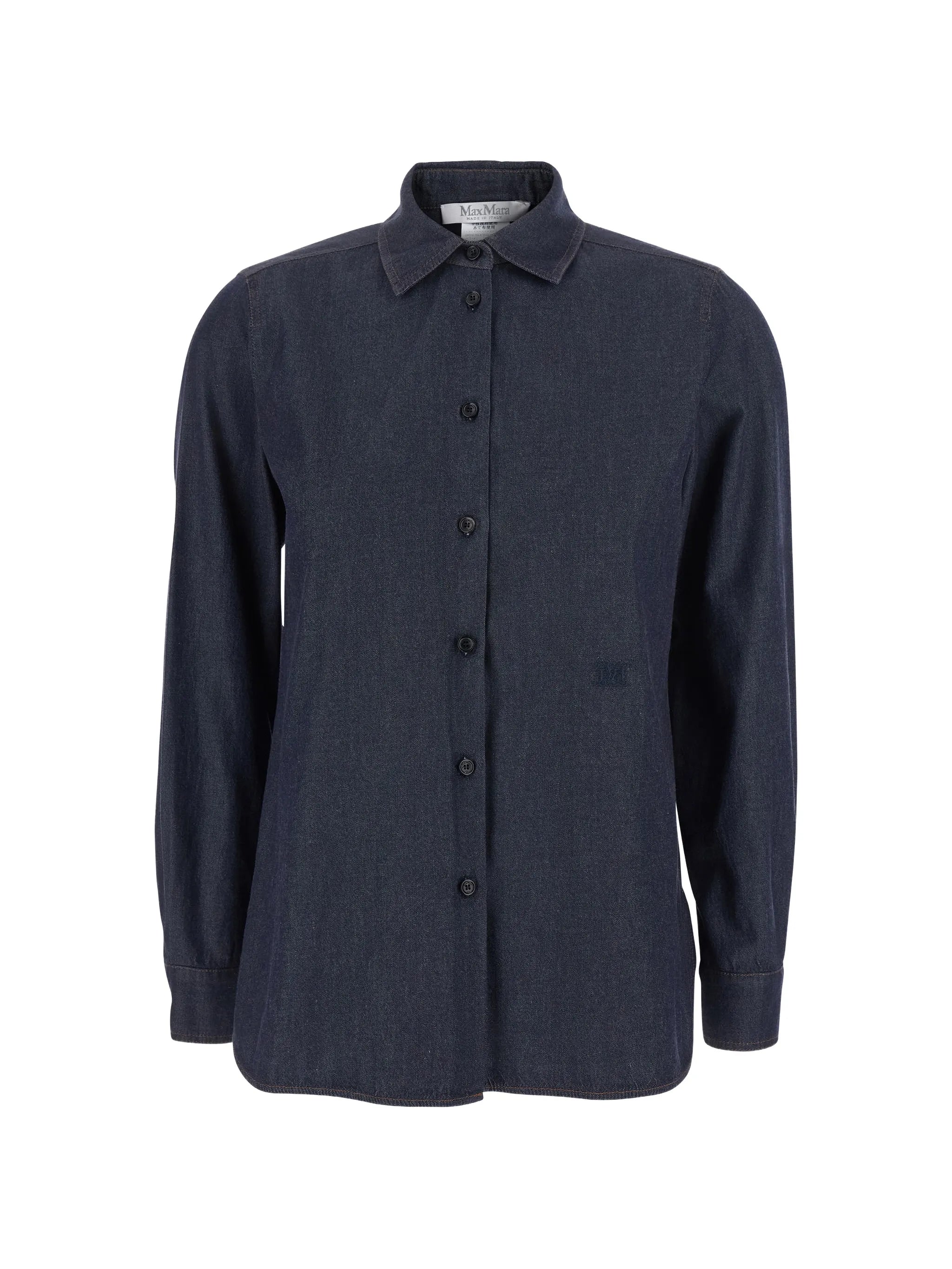 logo-embroidered denim shirt