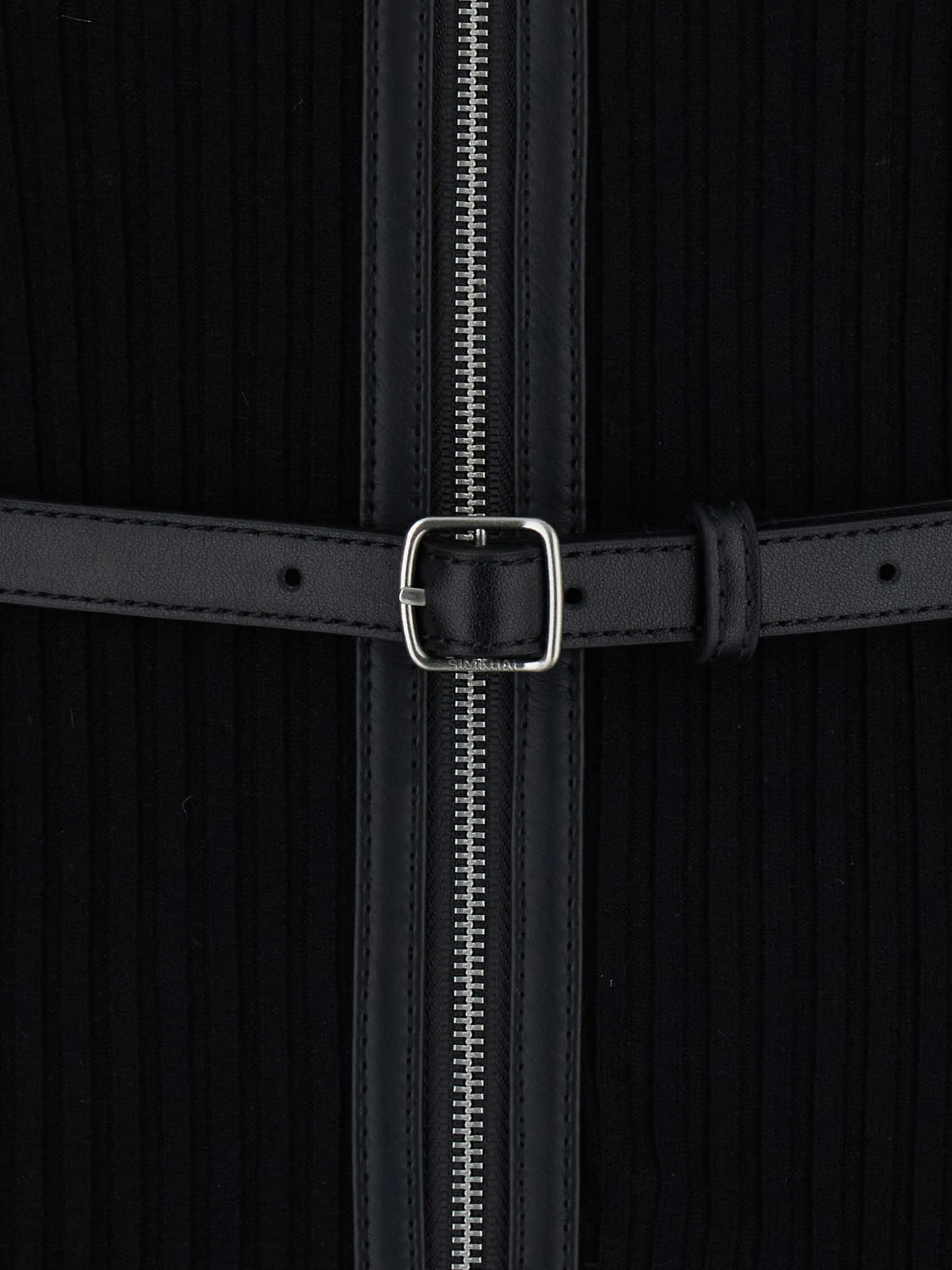belted ribbed-knit midi dress