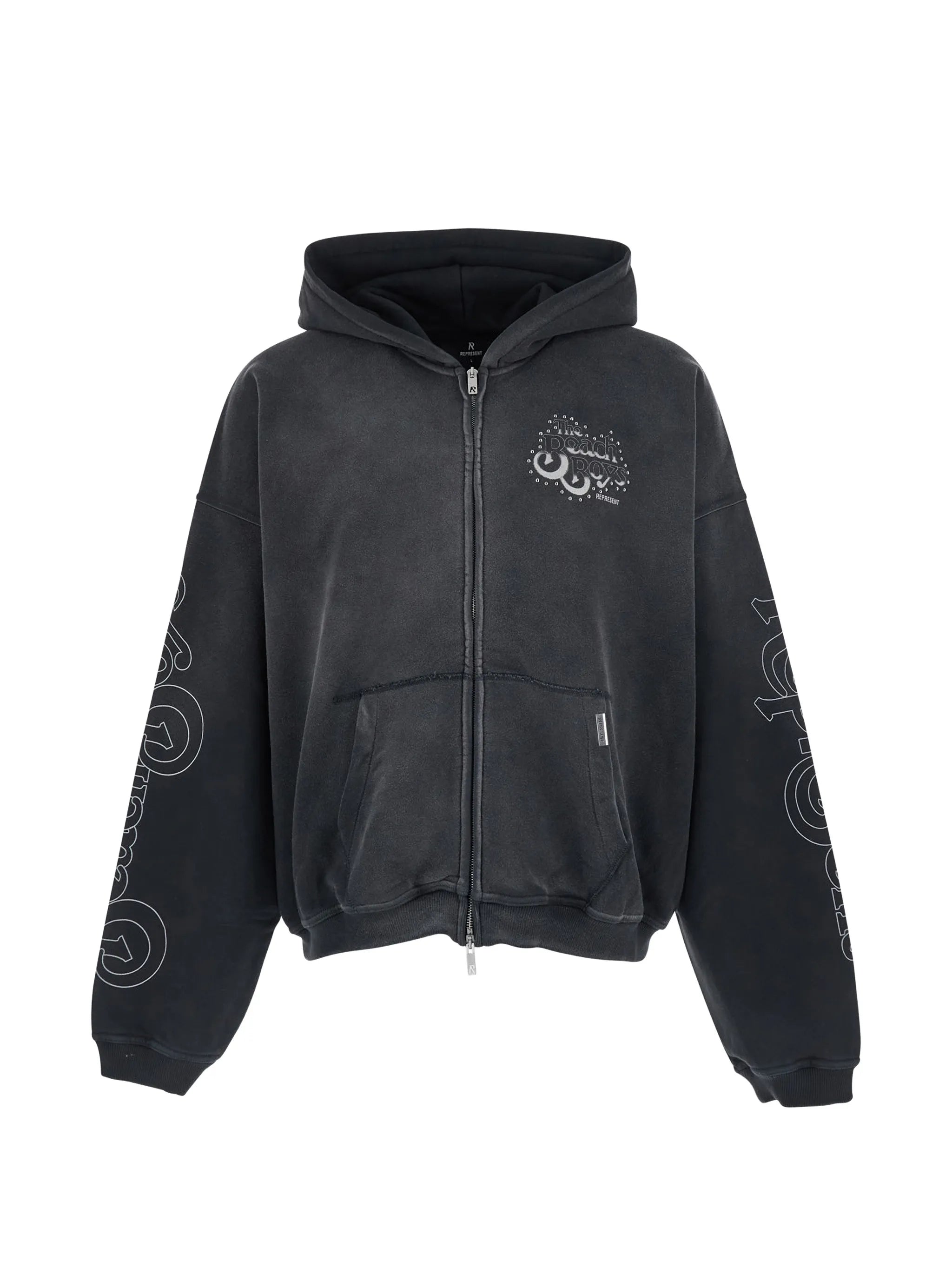 graphic-print studded hoodie