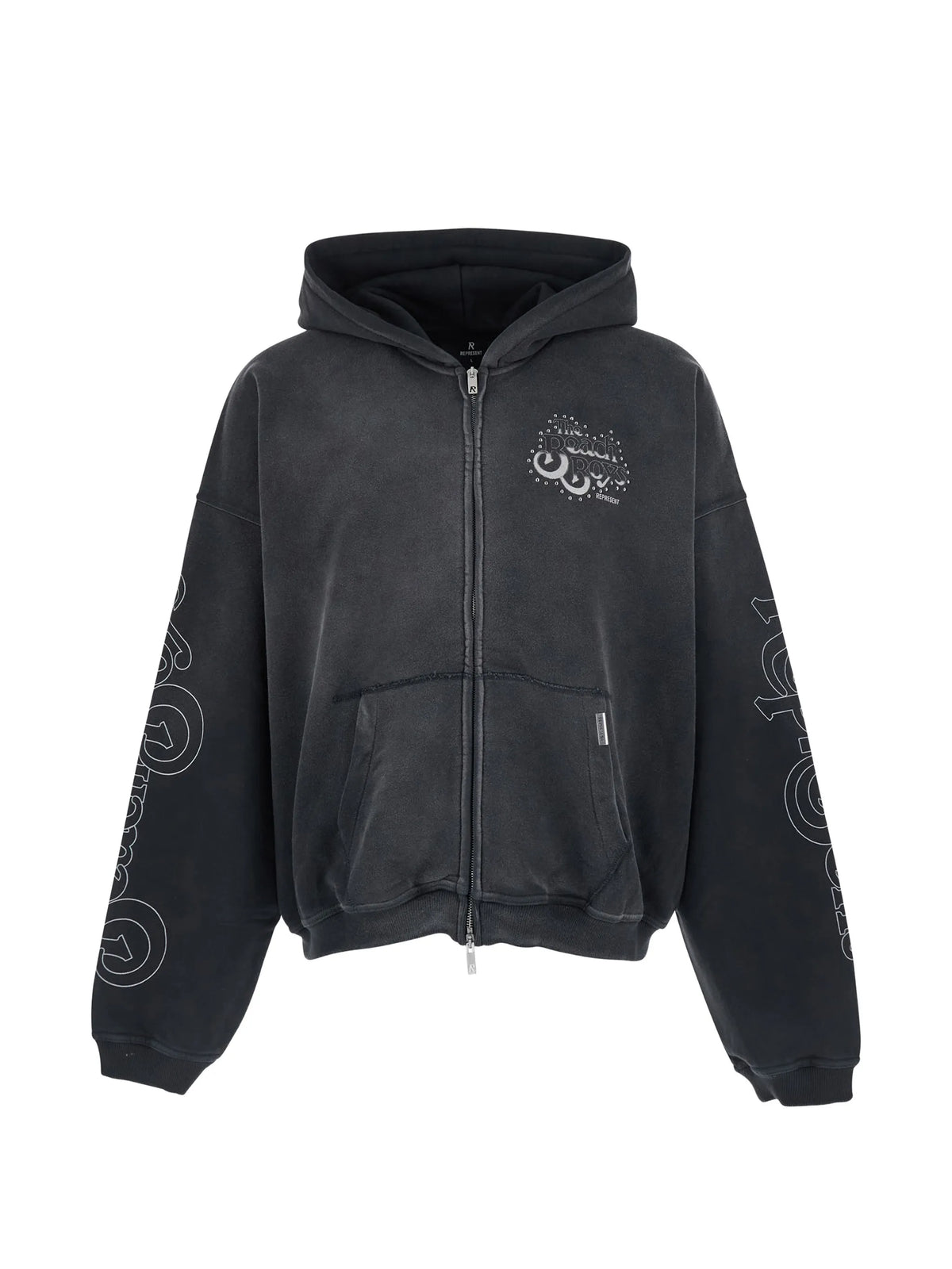 graphic-print studded hoodie
