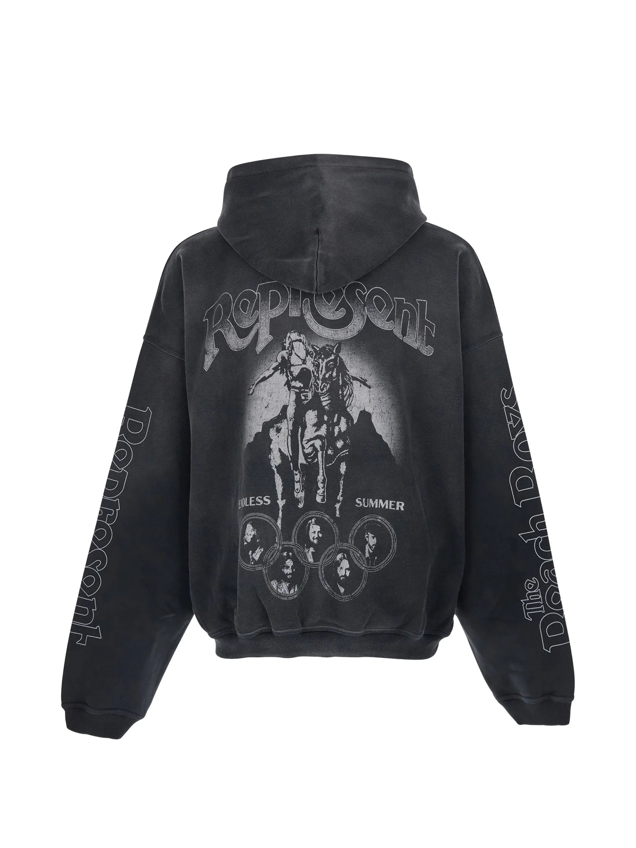 graphic-print studded hoodie