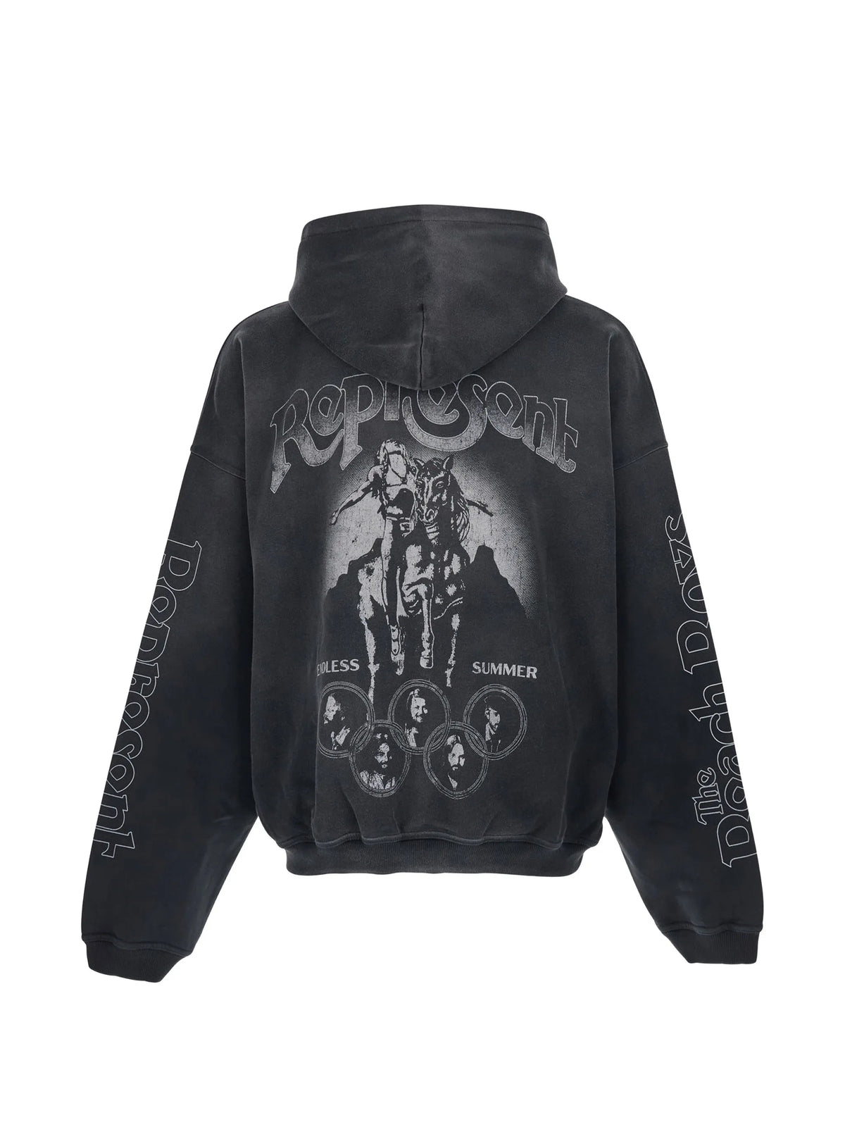 graphic-print studded hoodie