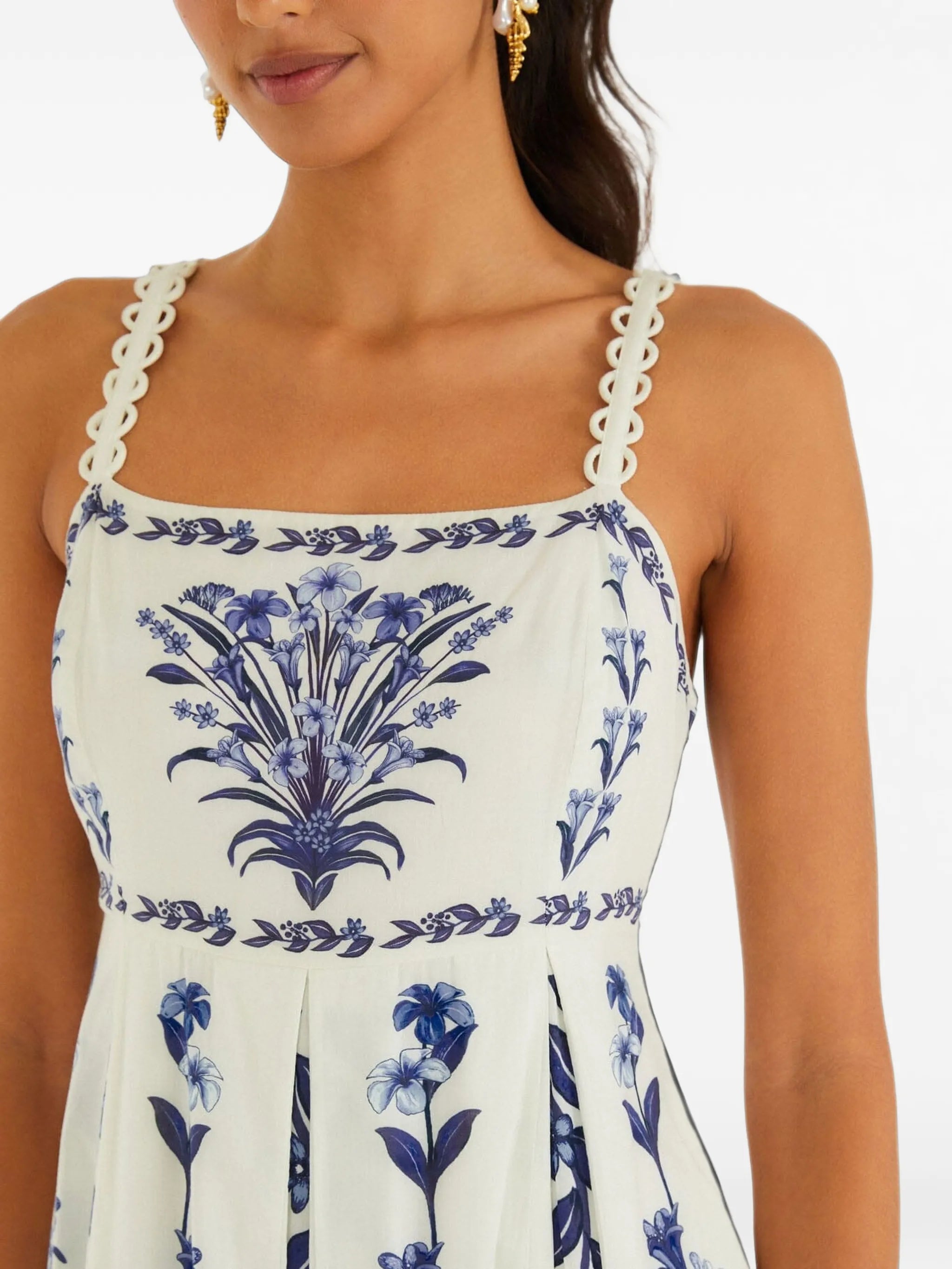 flowers arch pleats maxi dress