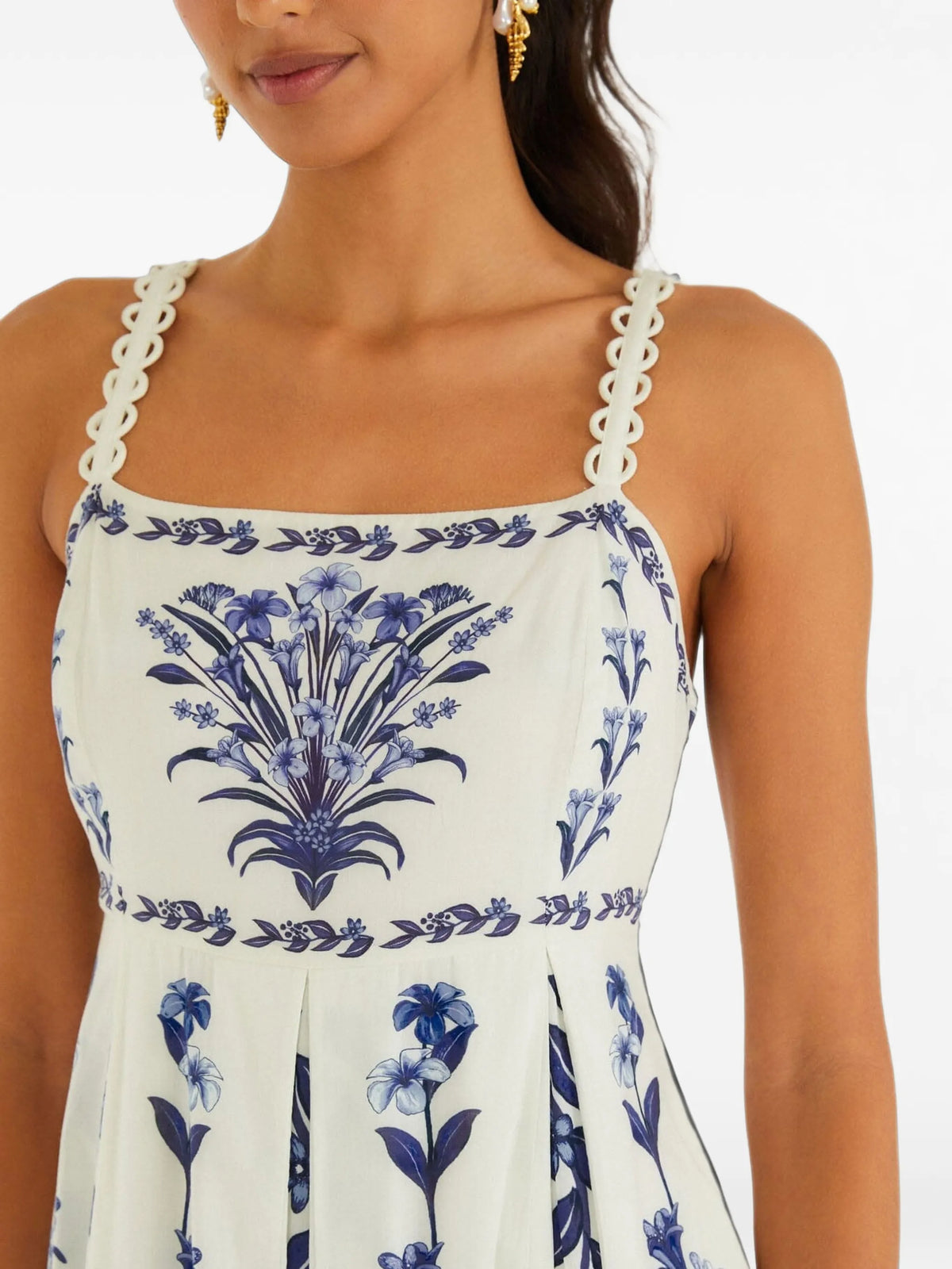 flowers arch pleats maxi dress
