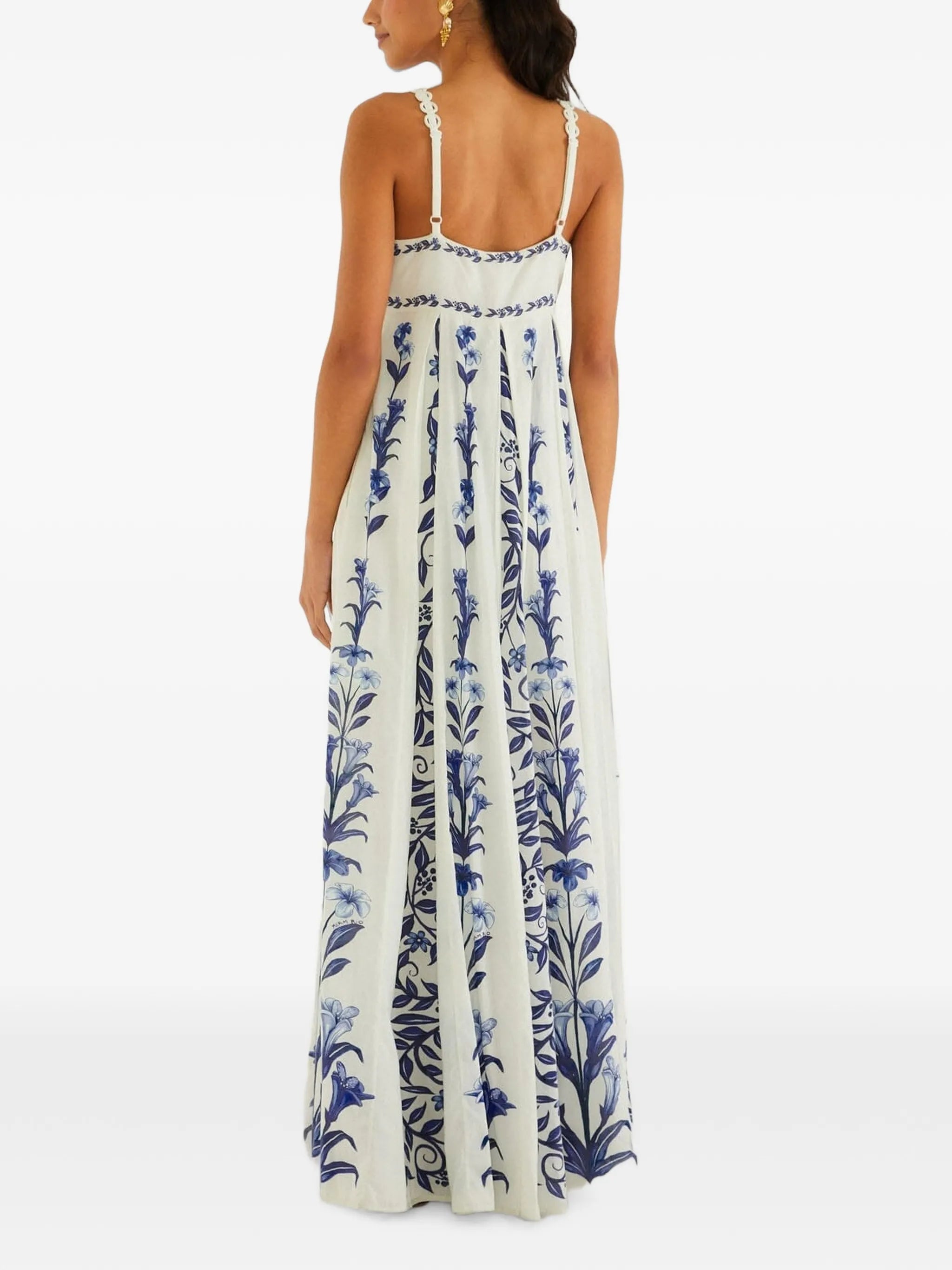 flowers arch pleats maxi dress
