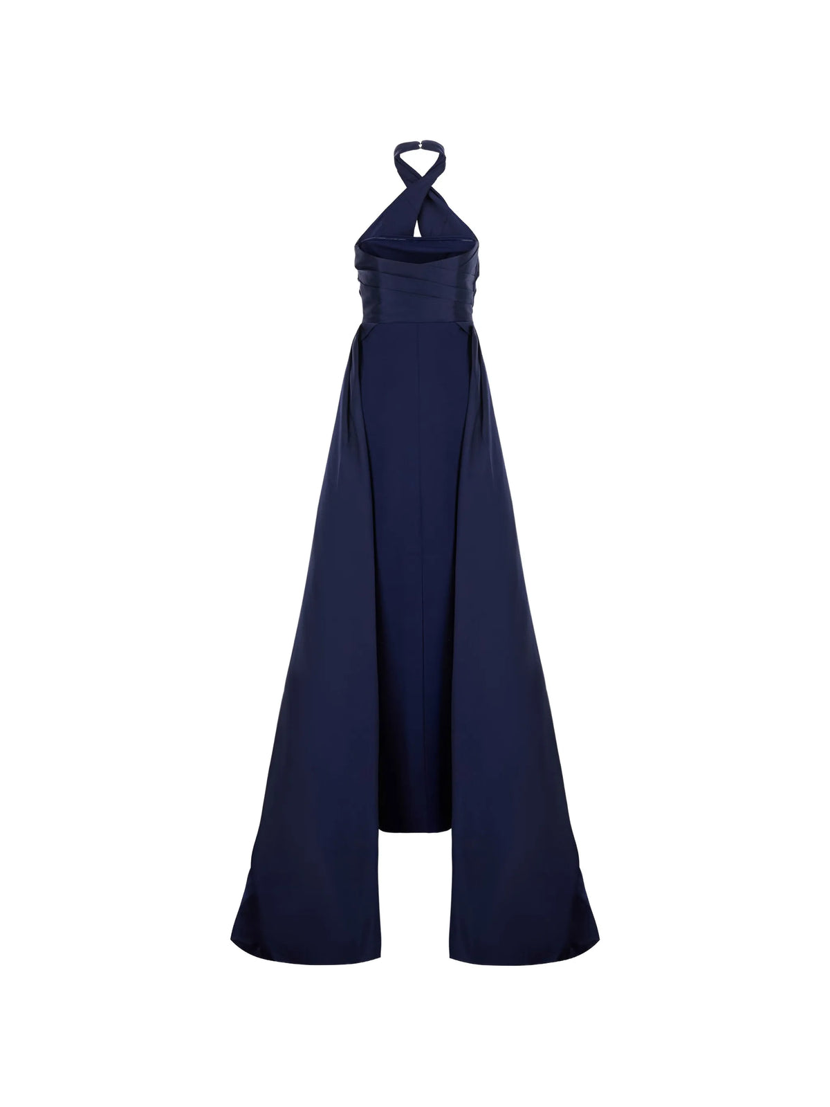 halterneck draped-panel gown maxi dress