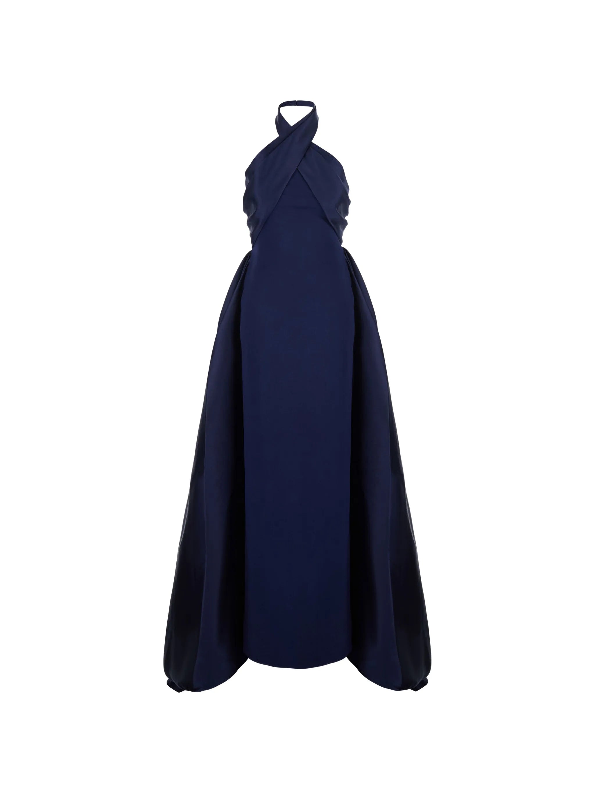 halterneck draped-panel gown maxi dress