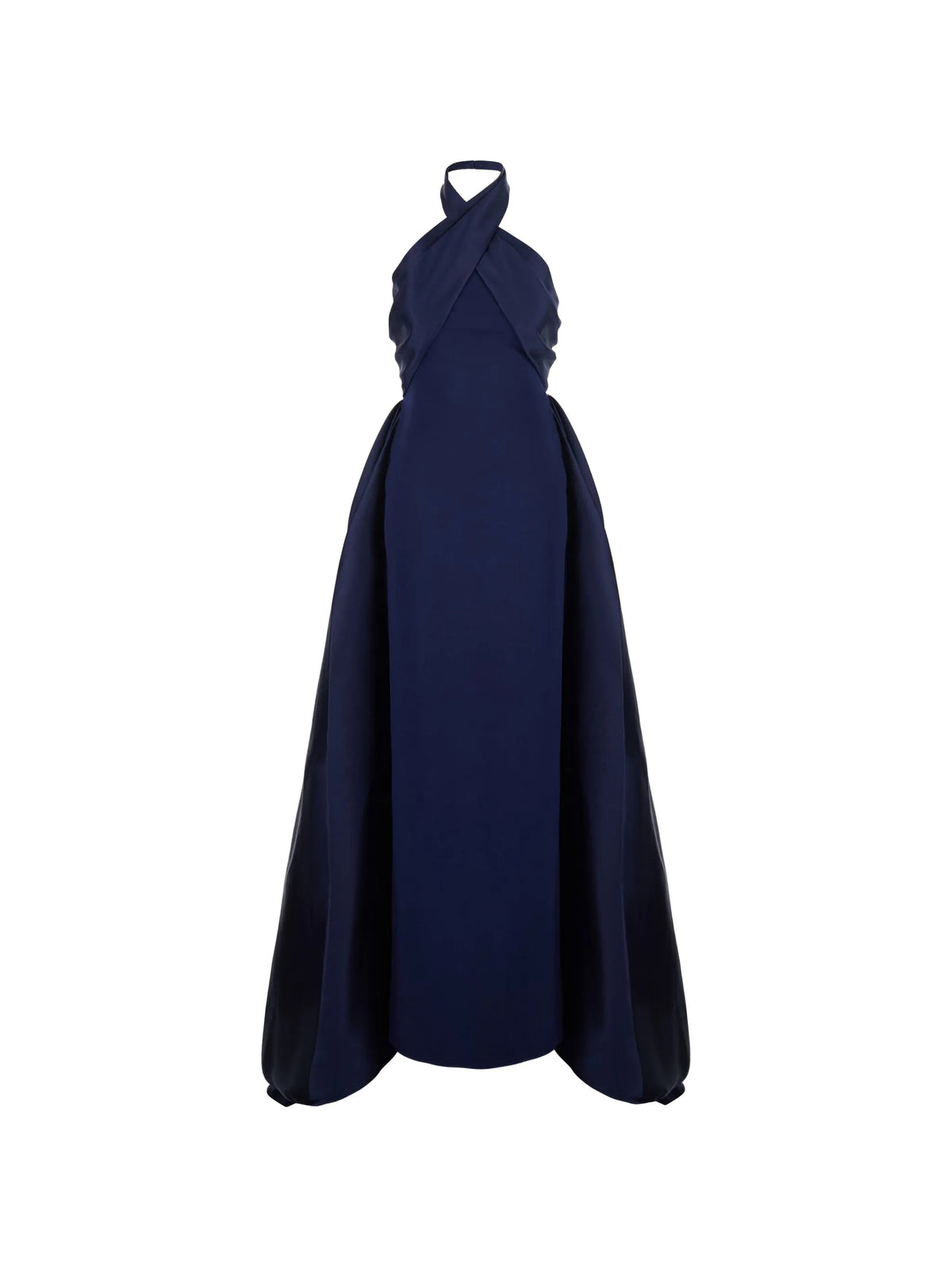 halterneck draped-panel gown maxi dress