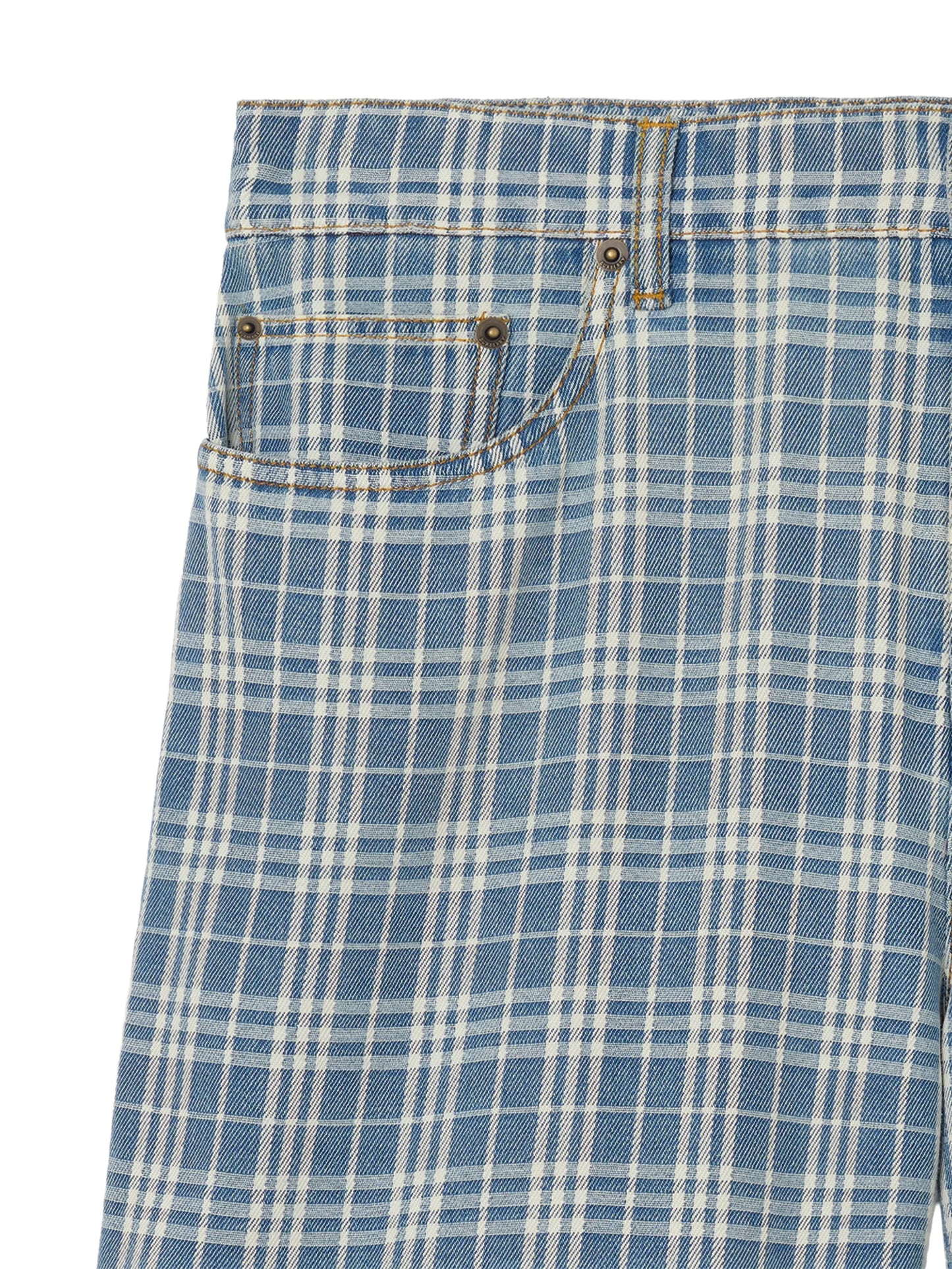Check denim shorts