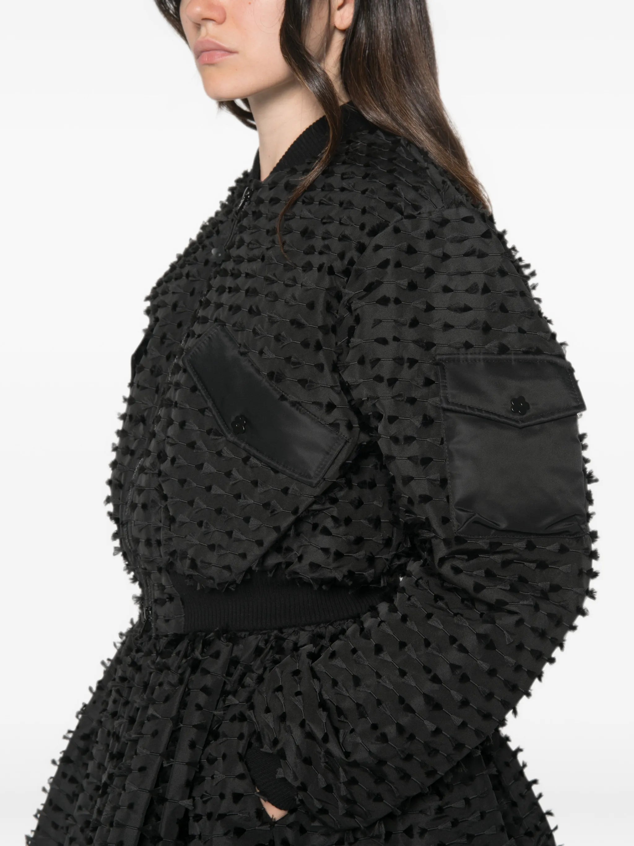 fil-coupé flared-hem jacket