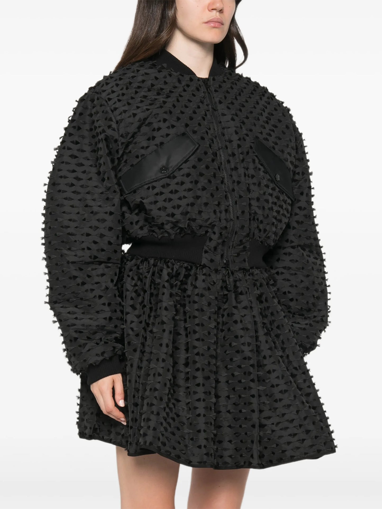 fil-coupé flared-hem jacket