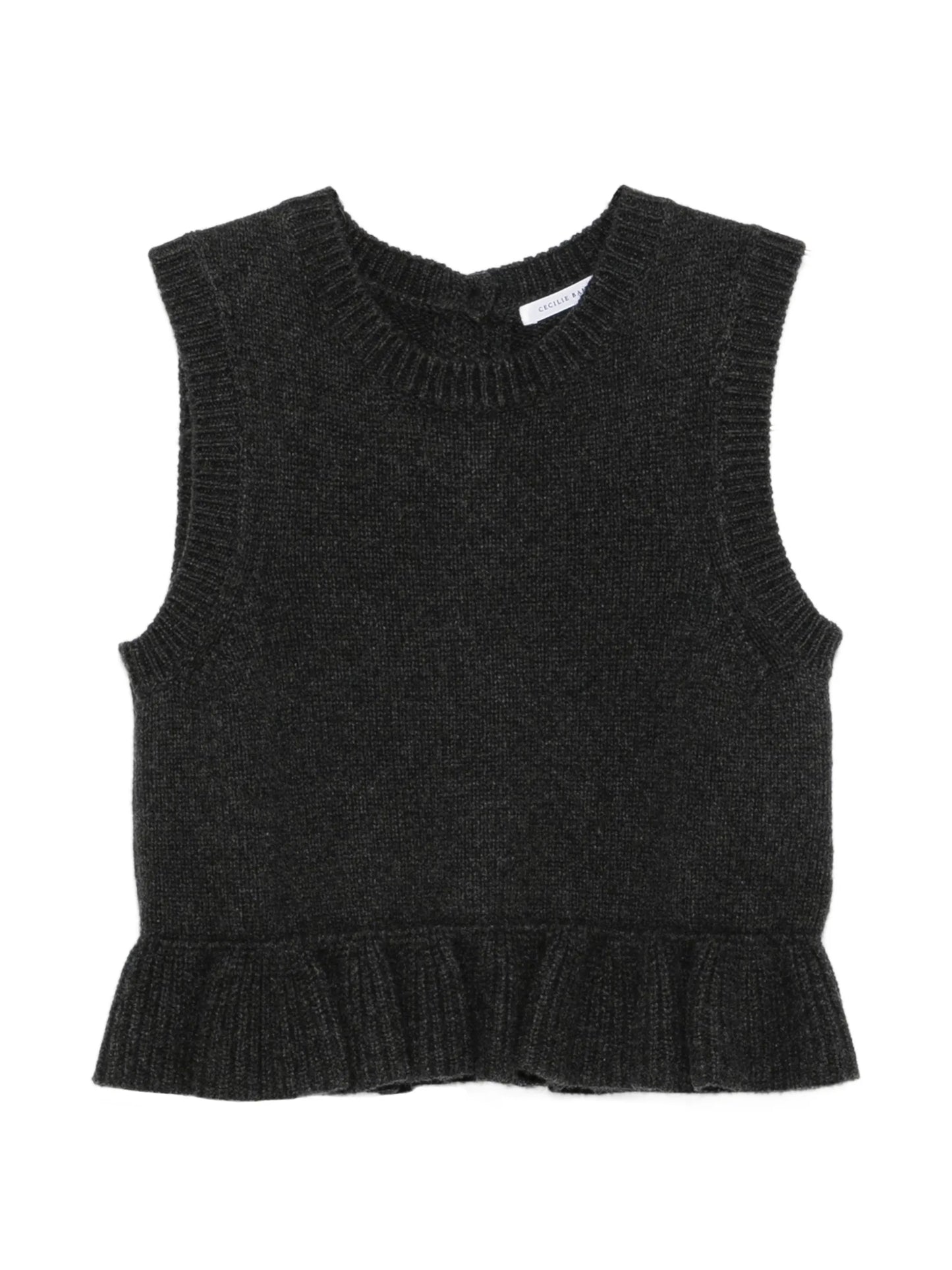ruffled button-back vest