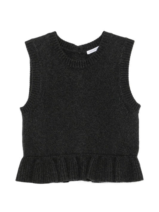 ruffled button-back vest