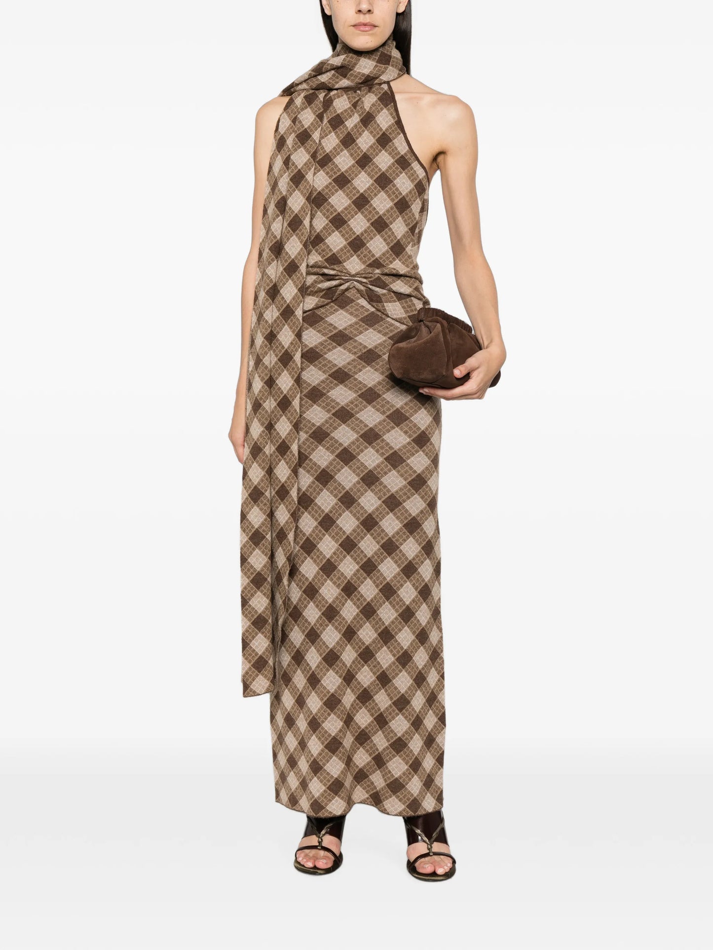 checkered halterneck blouse