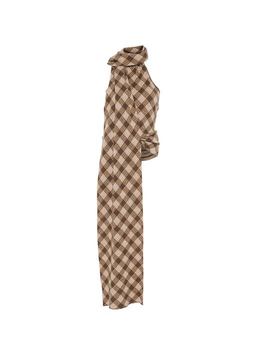 checkered halterneck blouse