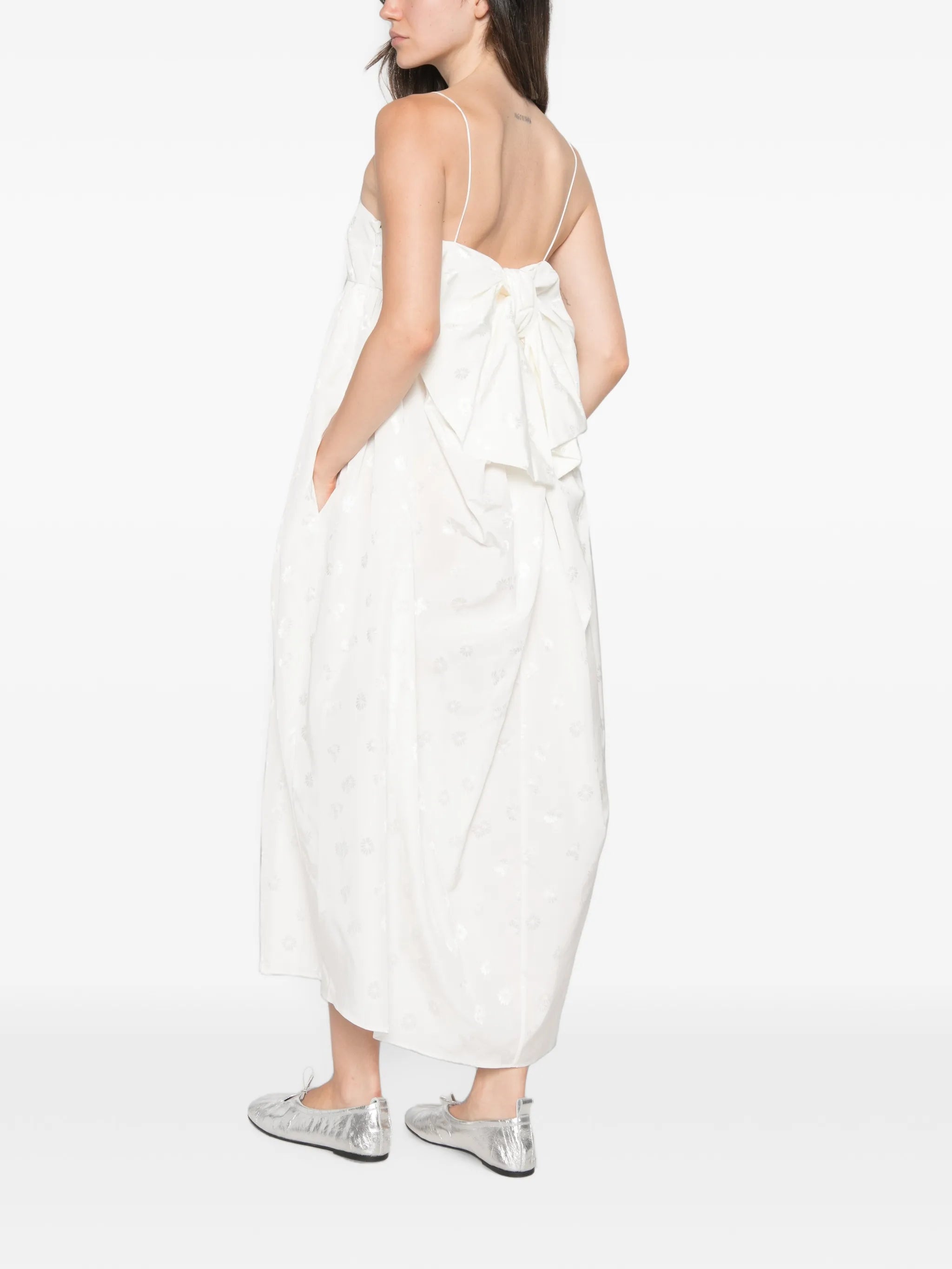Vilma embroidered bow-detail dress