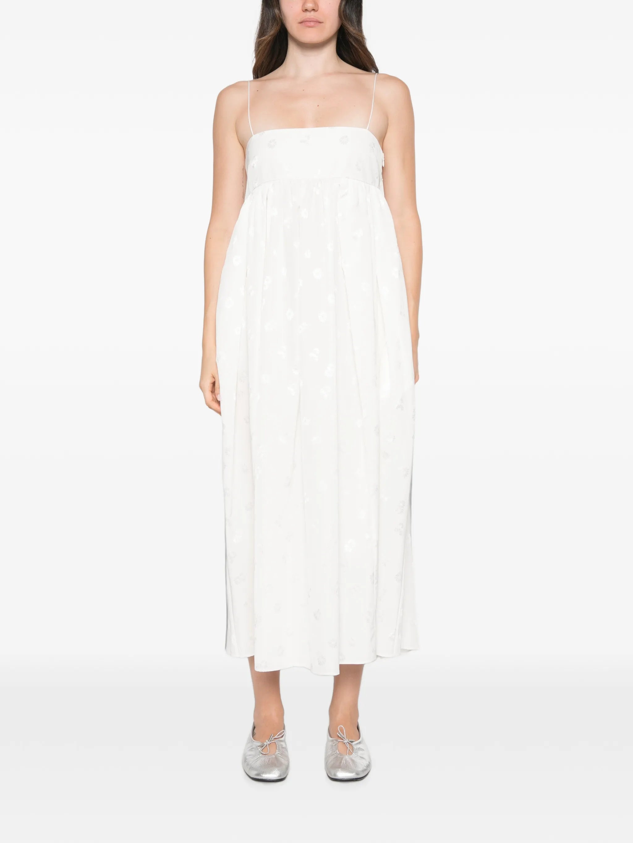 Vilma embroidered bow-detail dress
