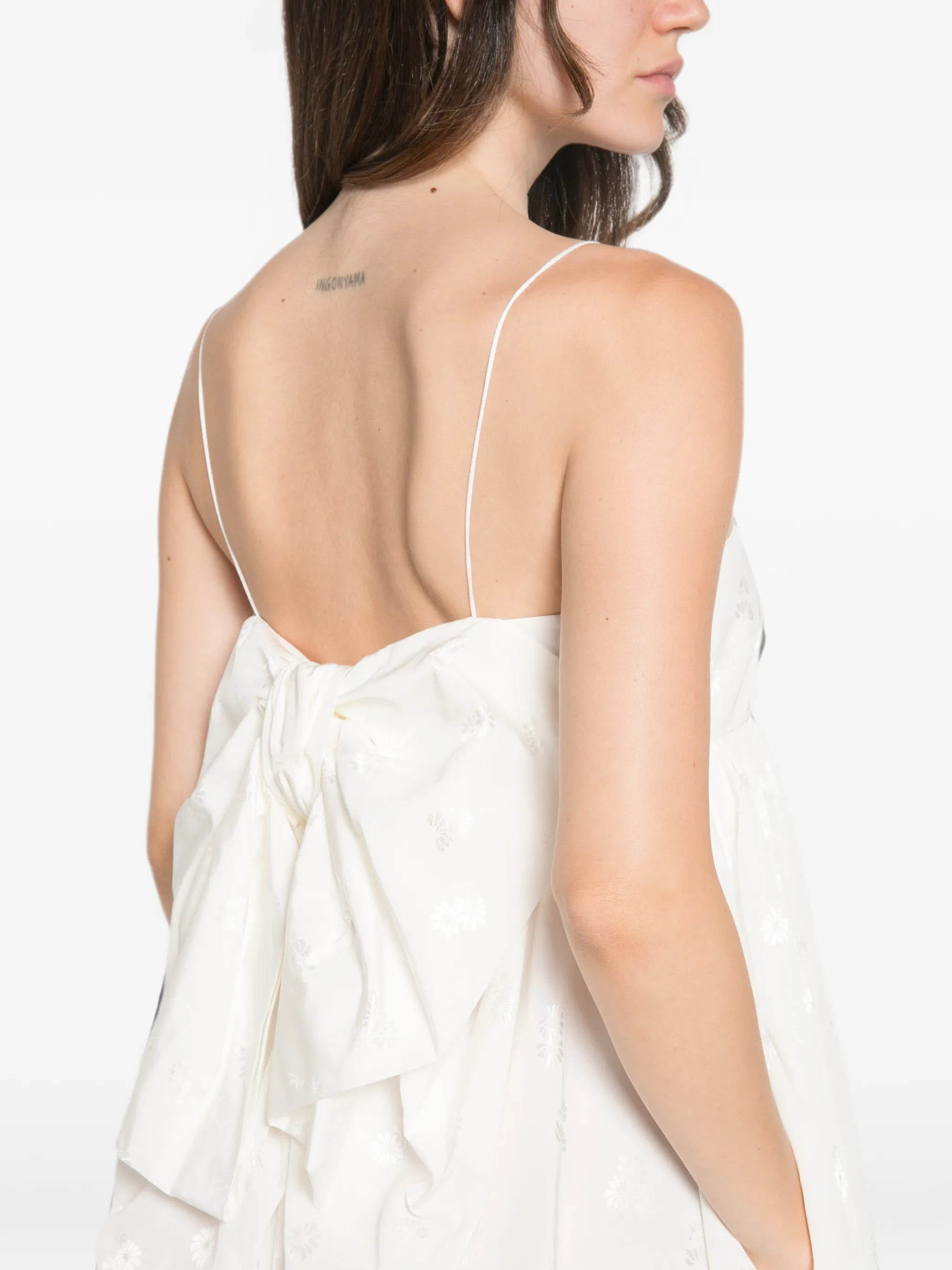 Vilma embroidered bow-detail dress